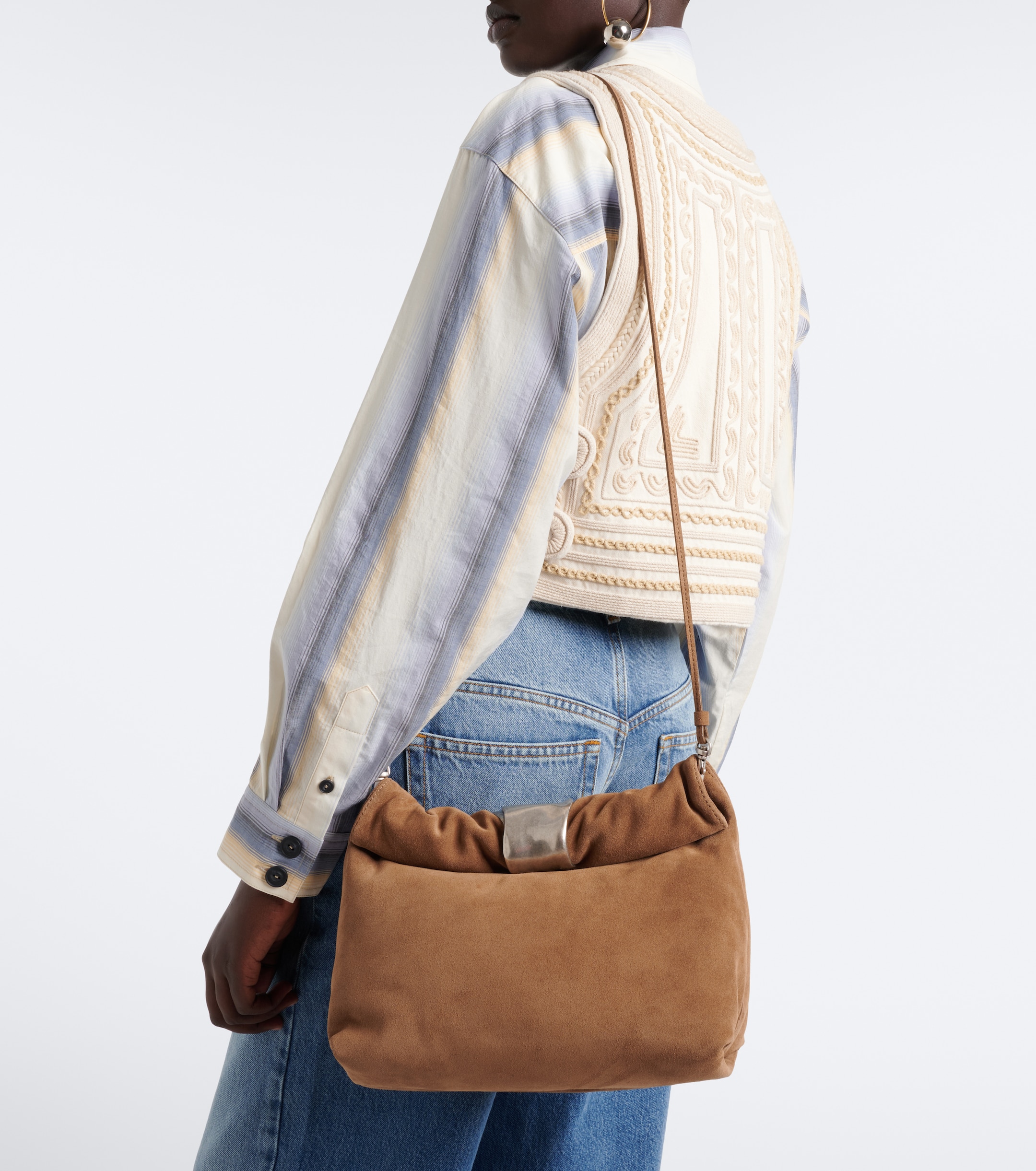 Staud Puff Small suede clutch