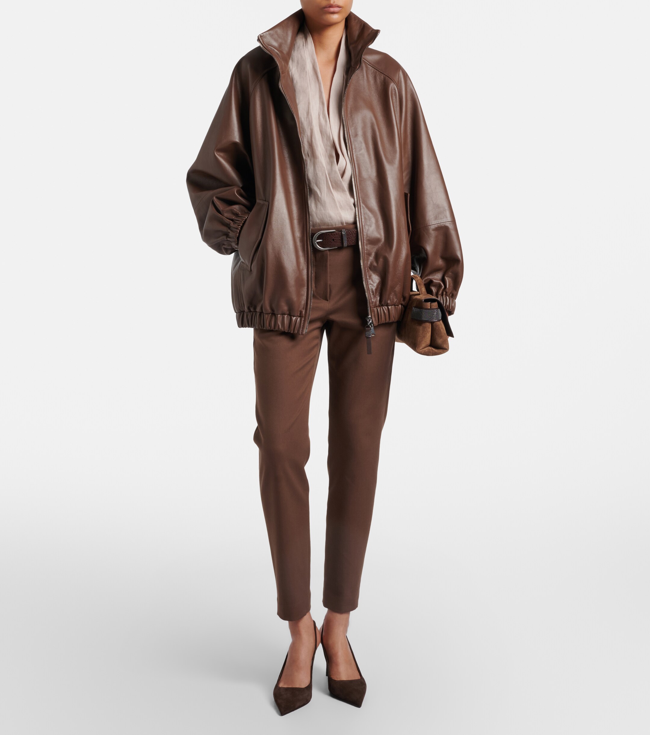 Brunello Cucinelli Essence Small suede top-handle bag