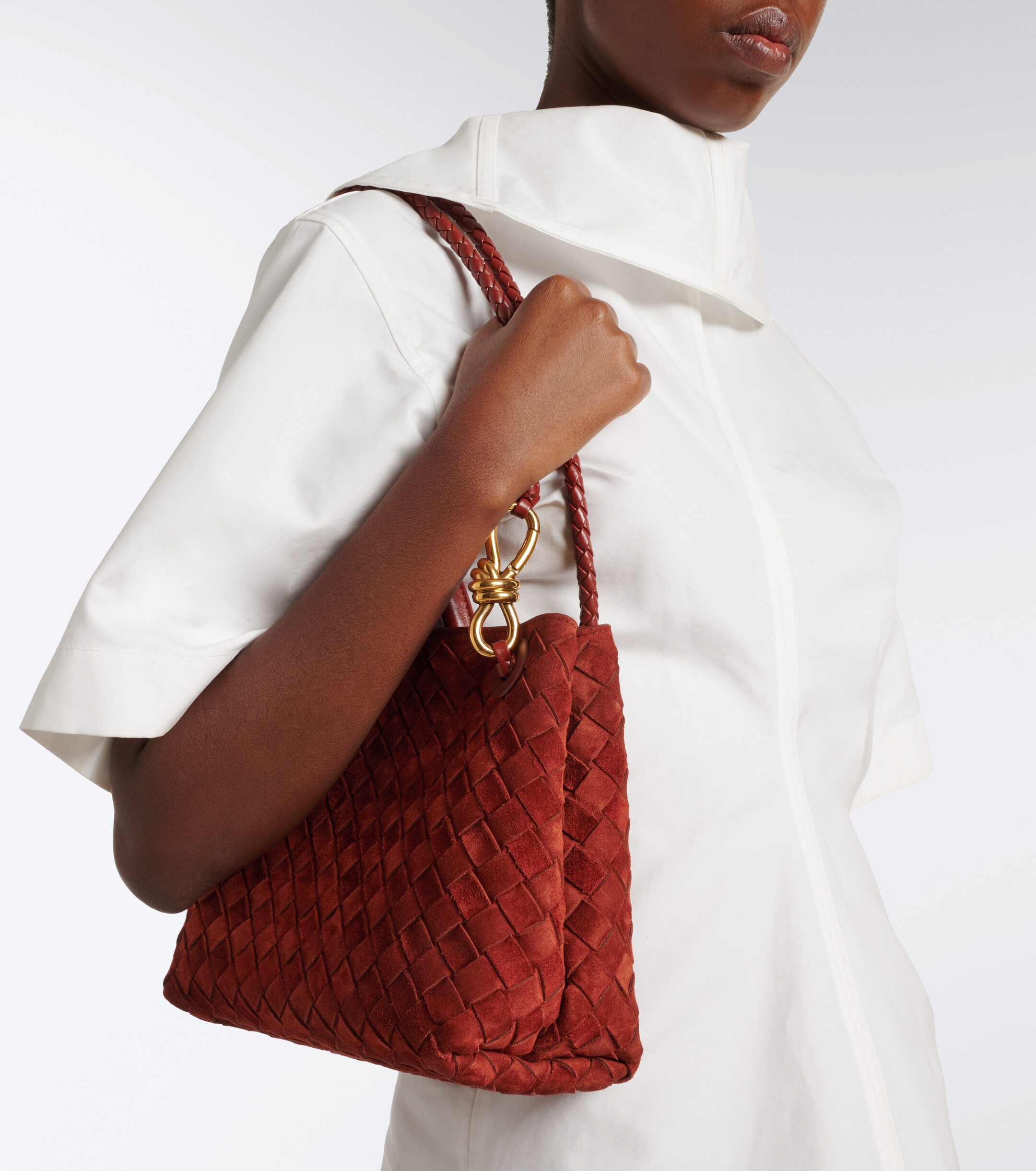 Bottega Veneta Andiamo Small suede top-handle bag