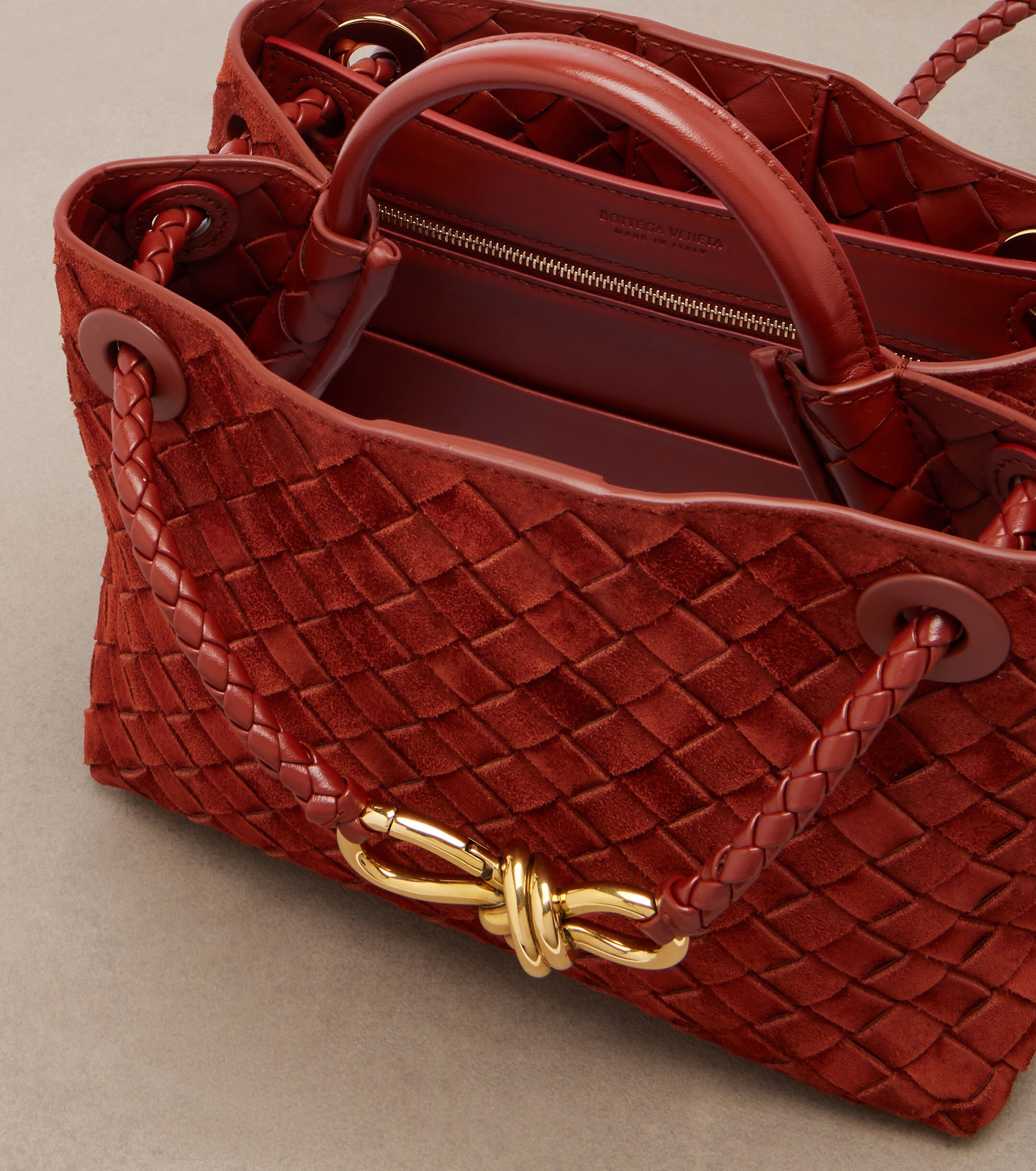 Bottega Veneta Andiamo Small suede top-handle bag