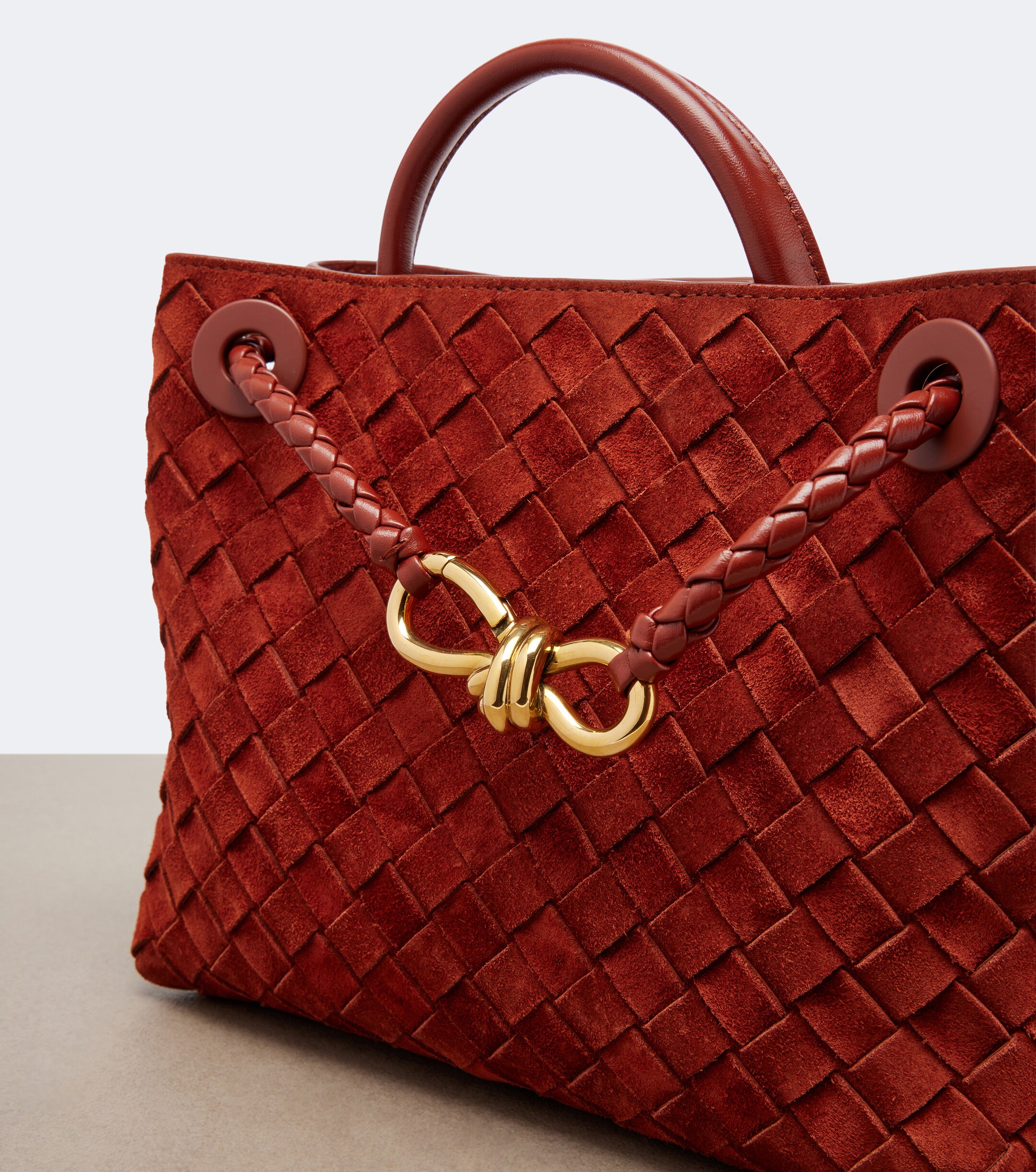 Bottega Veneta Andiamo Small suede top-handle bag