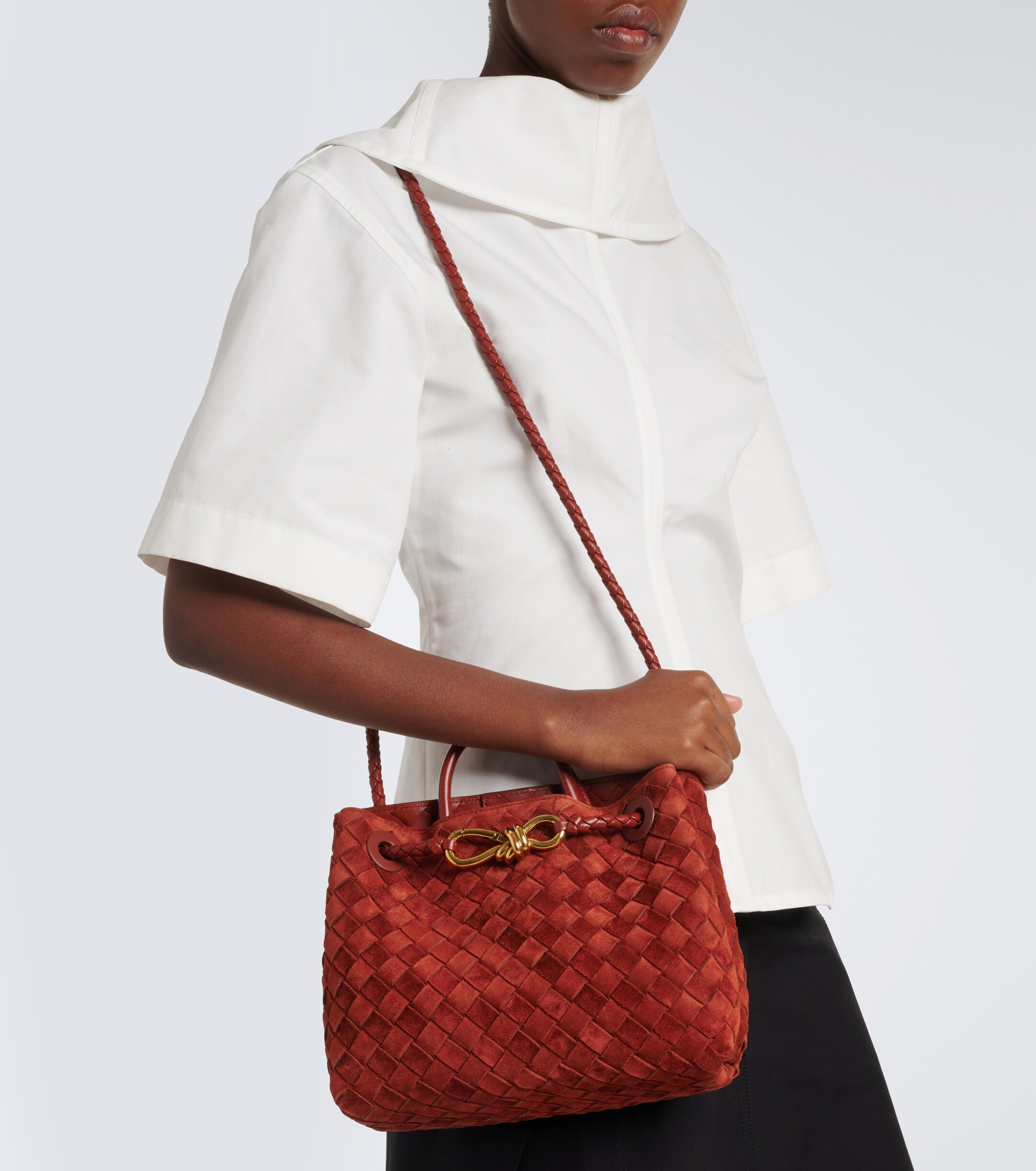 Bottega Veneta Andiamo Small suede top-handle bag