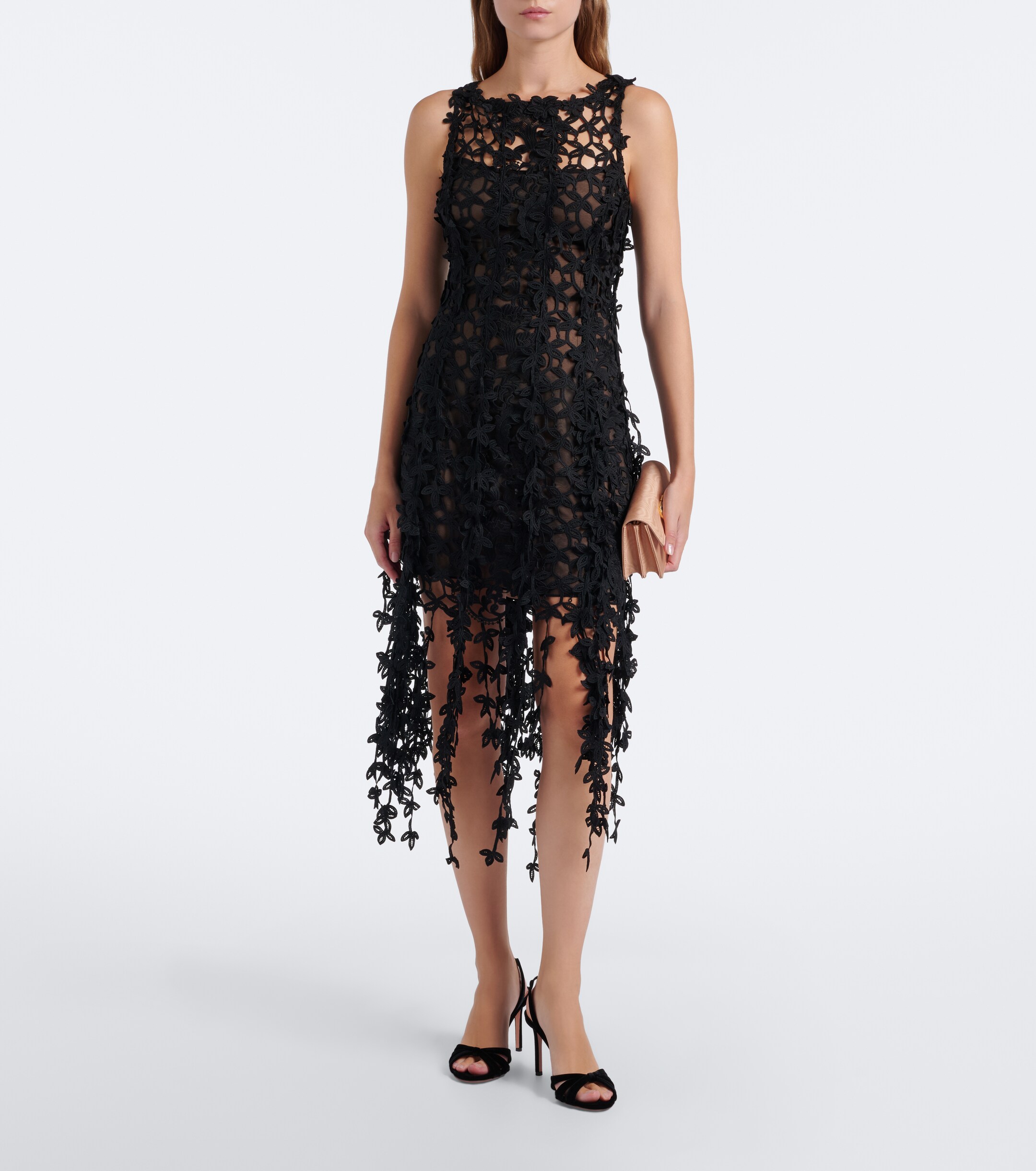 Oscar de la Renta Oscar de la Renta Semi-sheer guipure lace midi dress