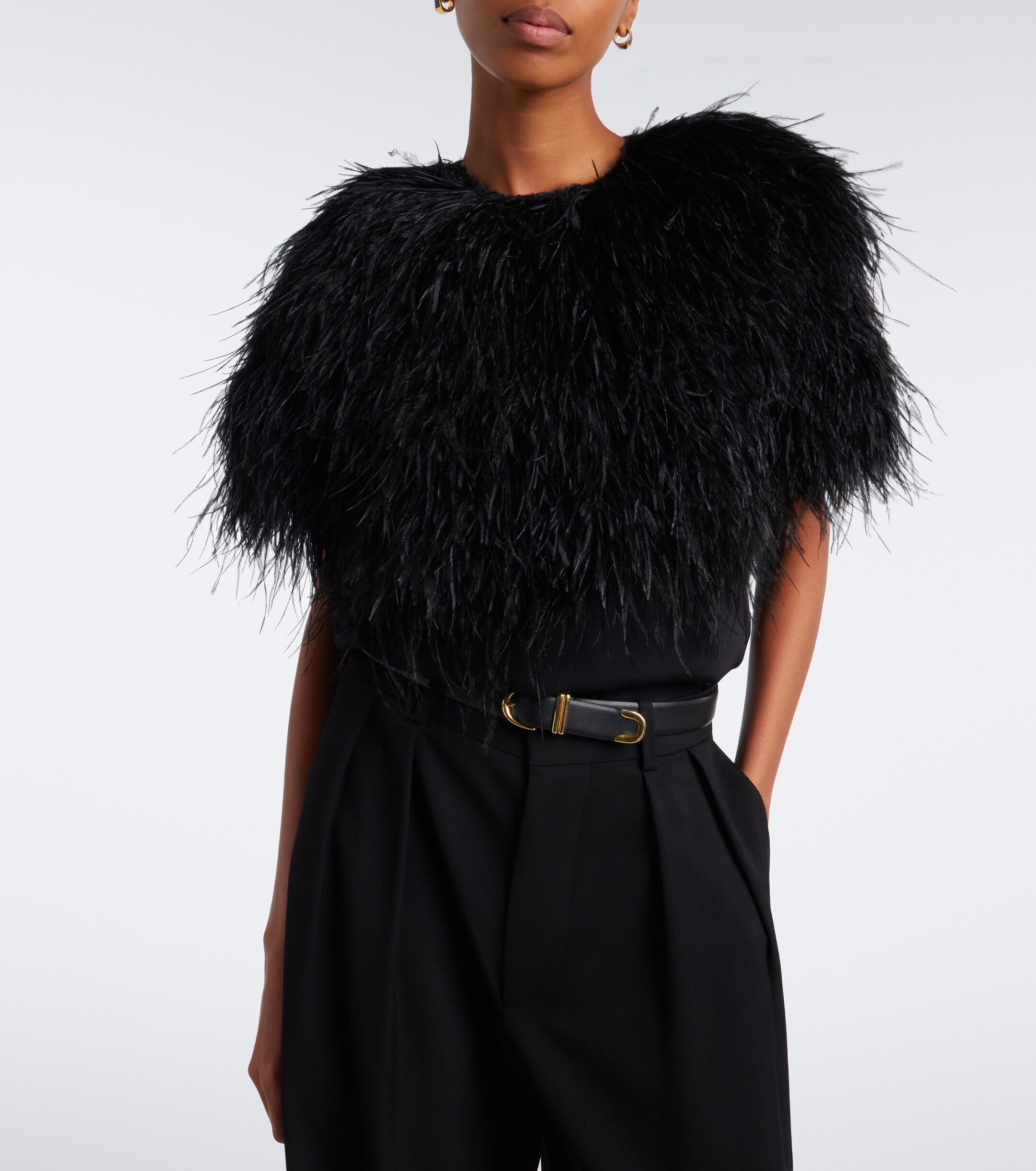 LOULOU DE SAISON Loulou de Saison Iona feather-trimmed top