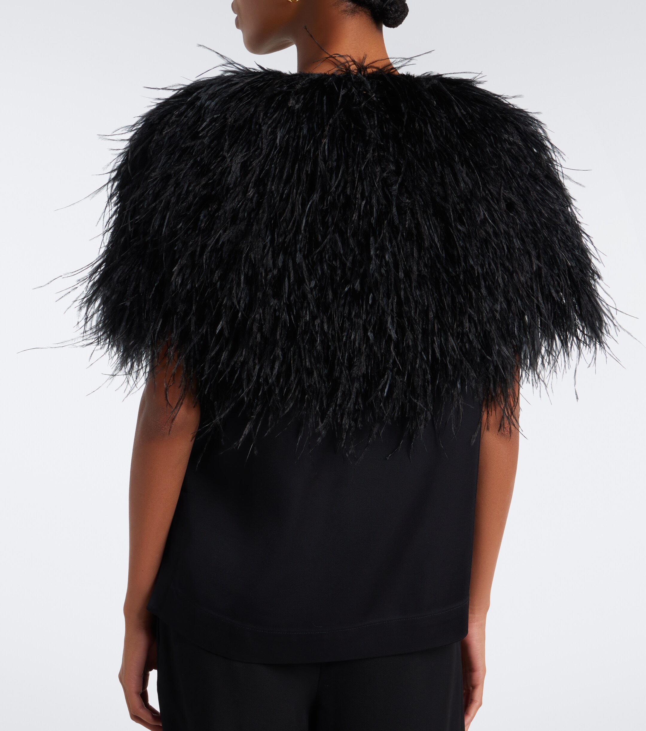 LOULOU DE SAISON Loulou de Saison Iona feather-trimmed top