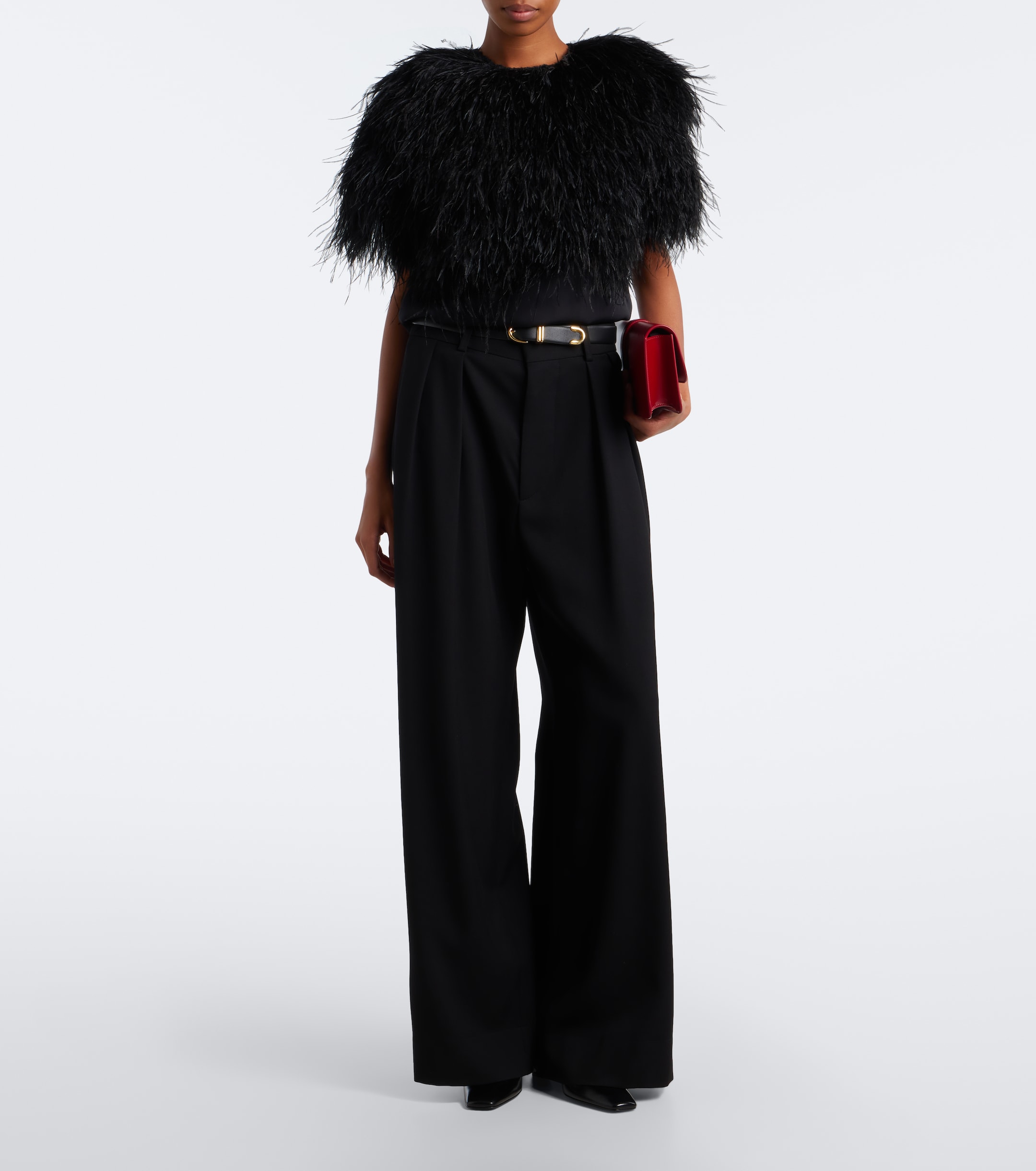 LOULOU DE SAISON Loulou de Saison Iona feather-trimmed top