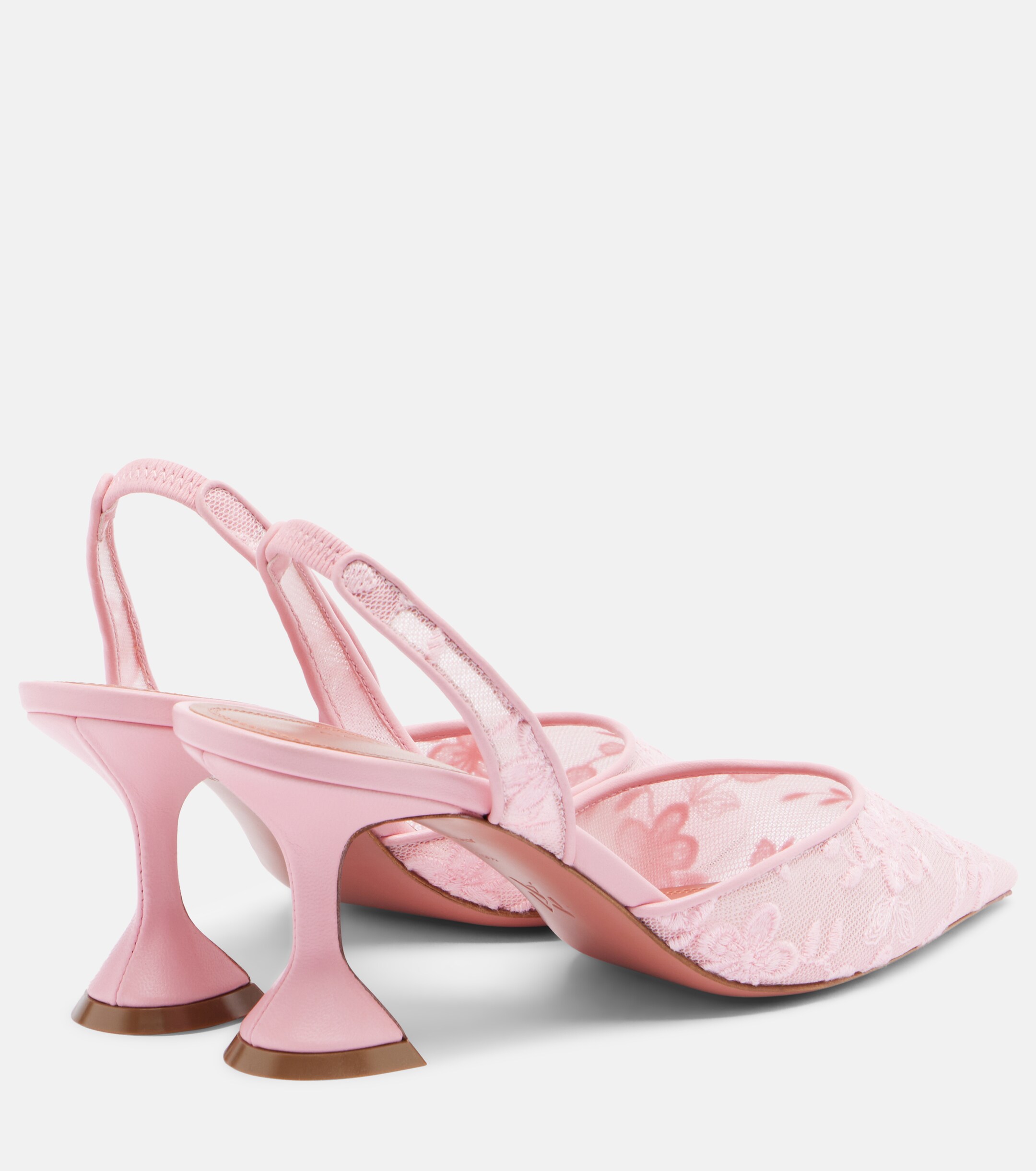 AMINA MUADDI Amina Muaddi Holli leather-trimmed lace slingback pumps