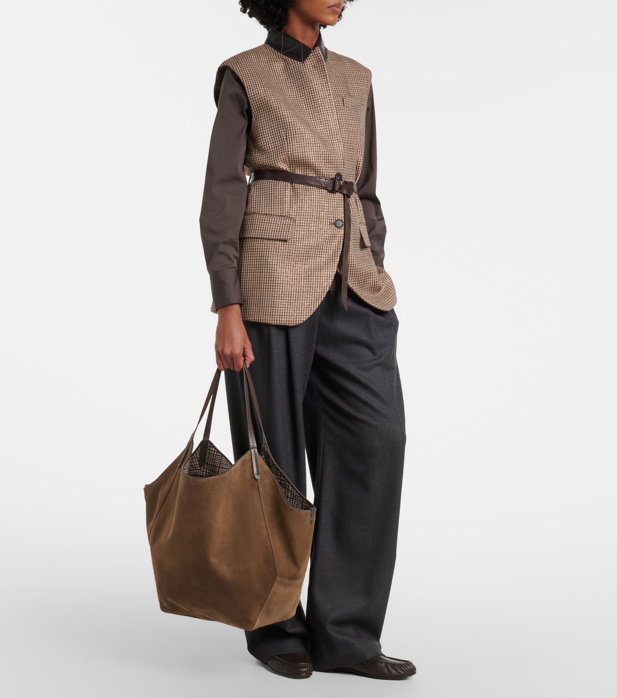 Brunello Cucinelli Monili Medium reversible suede tote bag