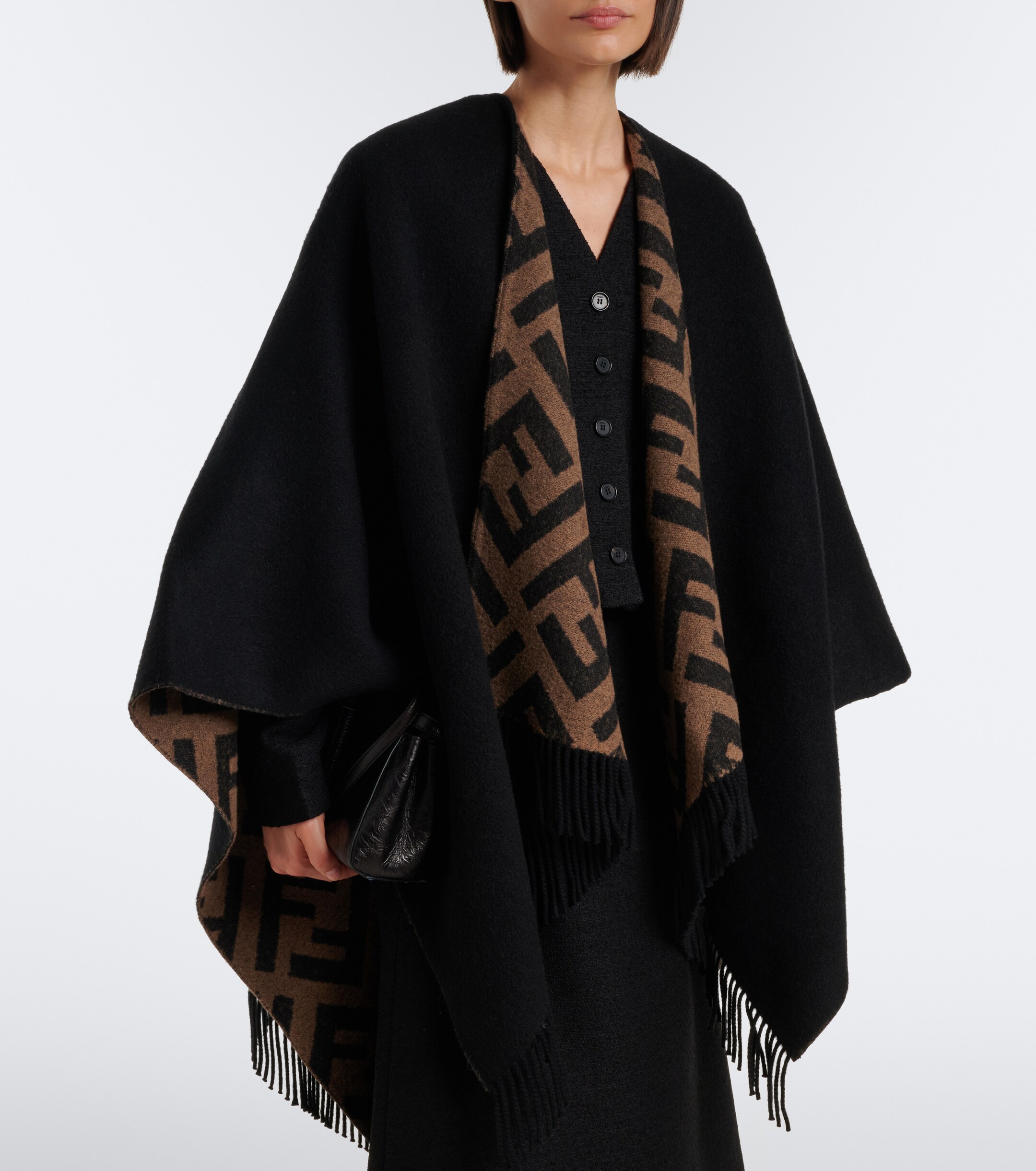 Fendi Fendi FF Zucca reversible wool and cashmere shawl
