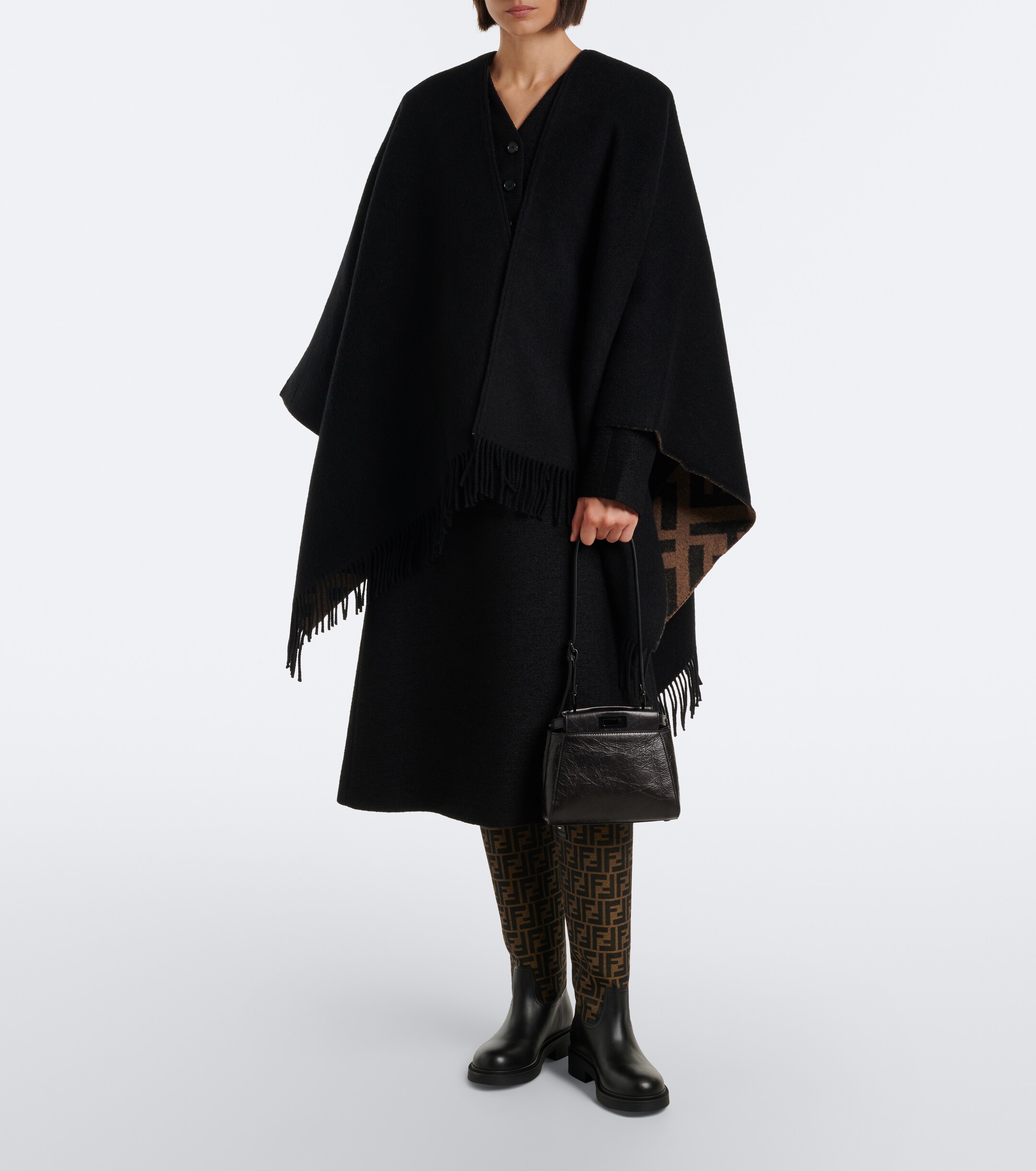 Fendi Fendi FF Zucca reversible wool and cashmere shawl