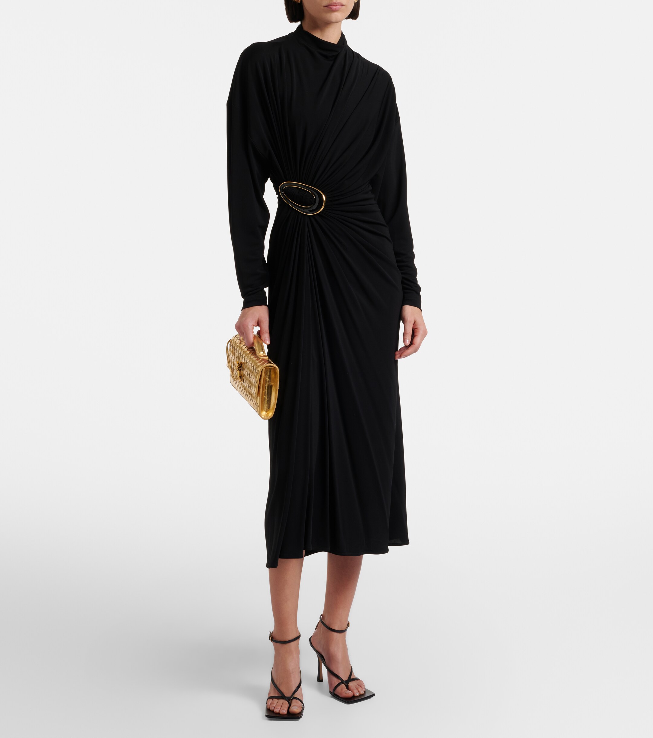 Bottega Veneta Andiamo Intrecciato metallic leather clutch