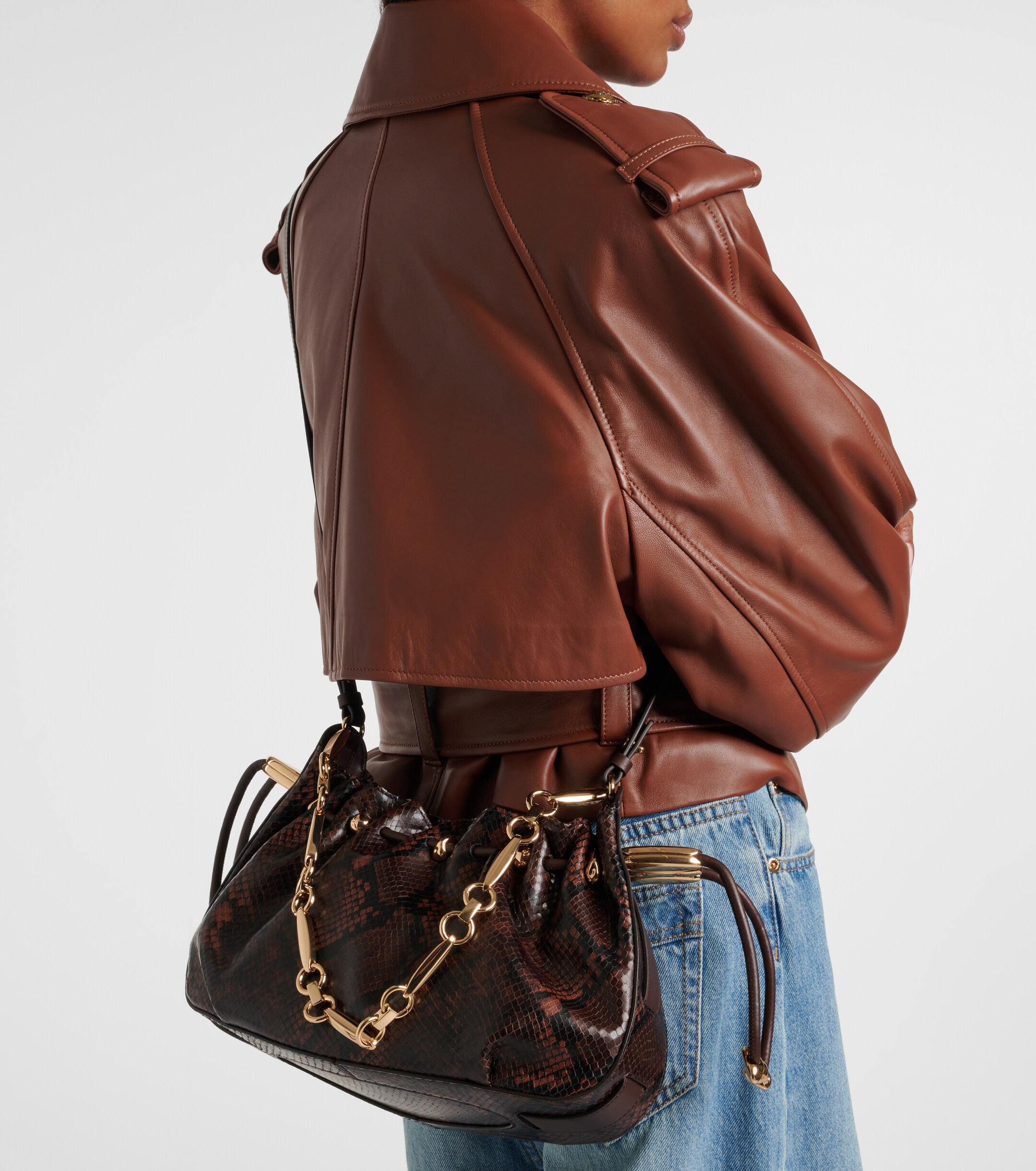 Zimmermann Halcyon snake-effect leather shoulder bag