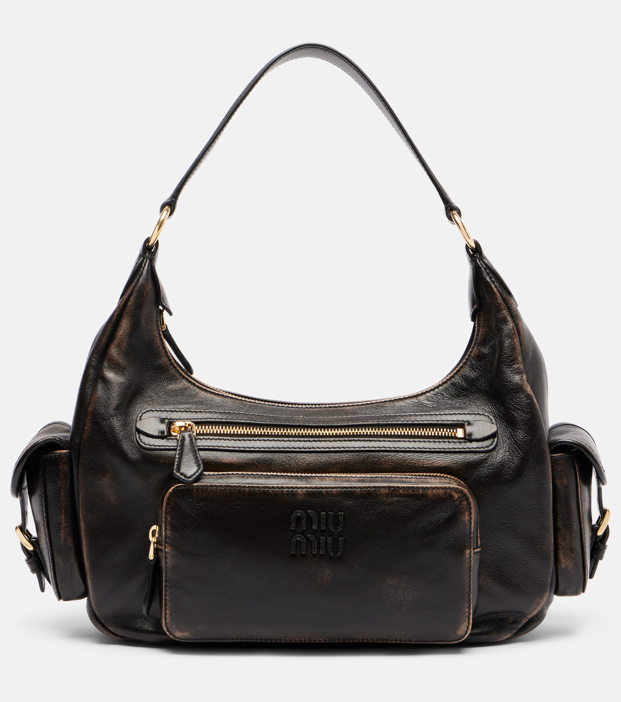 Miu Miu Distressed leather shoulder bag