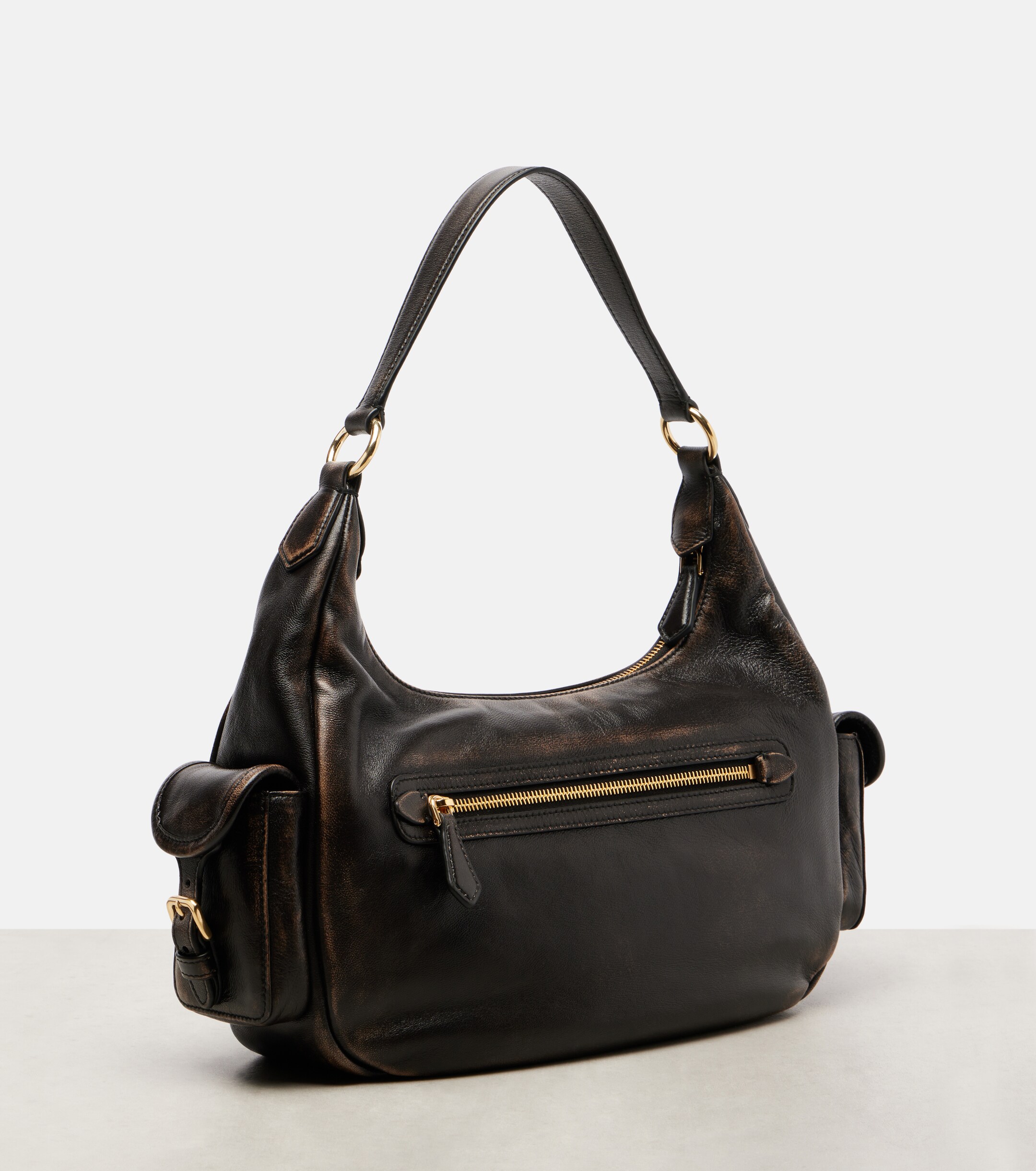 Miu Miu Distressed leather shoulder bag