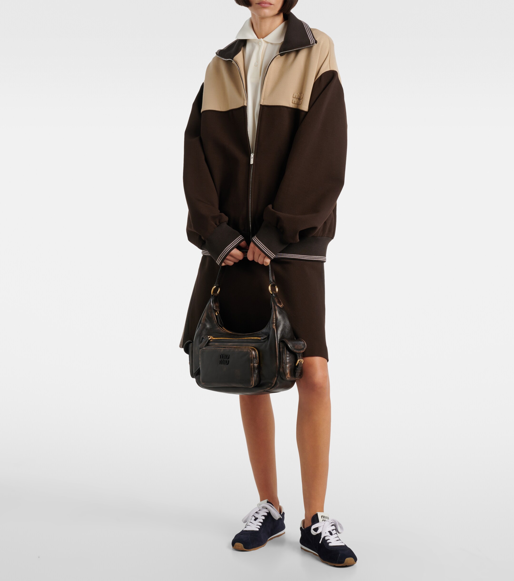 Miu Miu Distressed leather shoulder bag