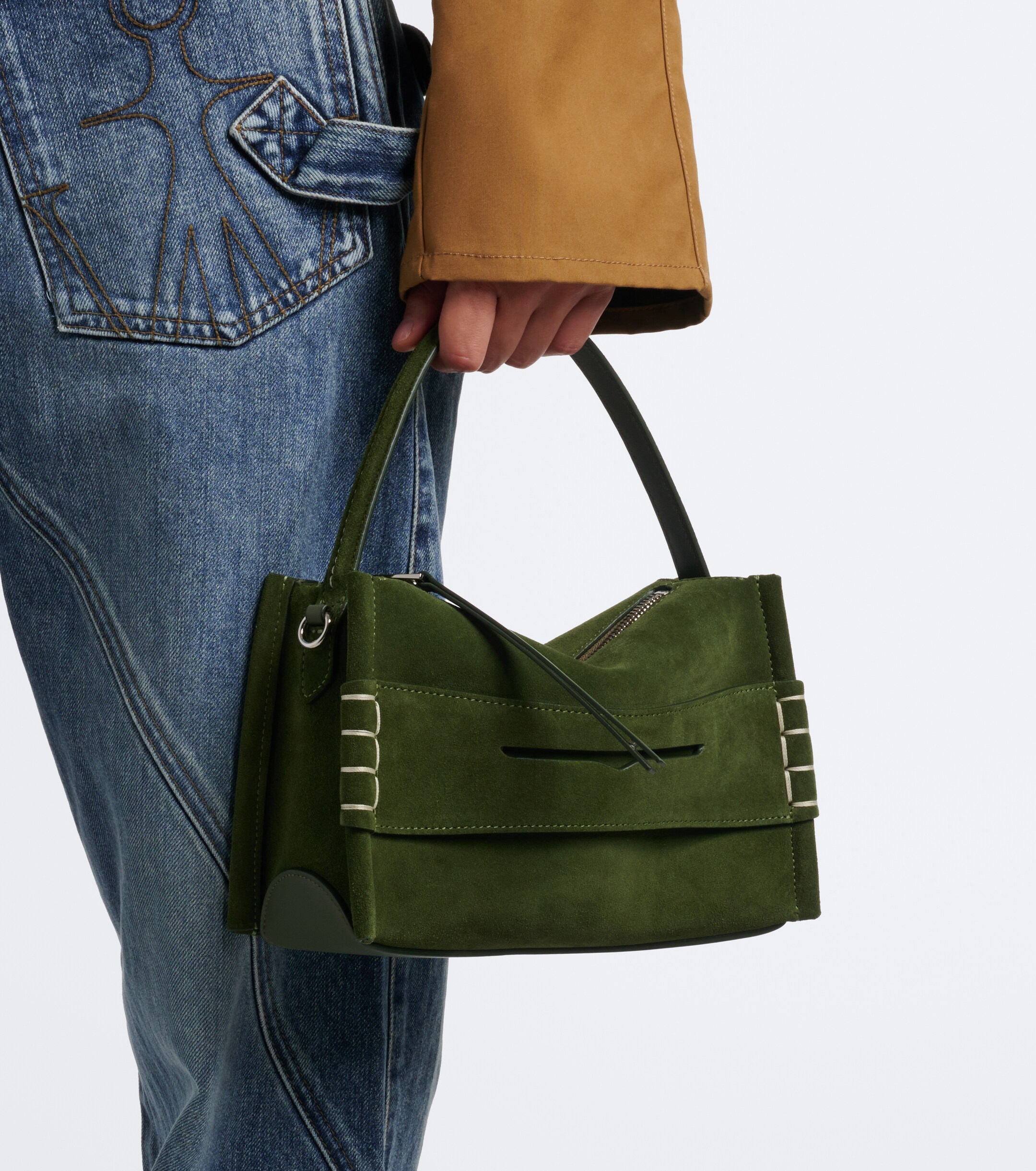 Jw Anderson Loafer Small suede top-handle bag