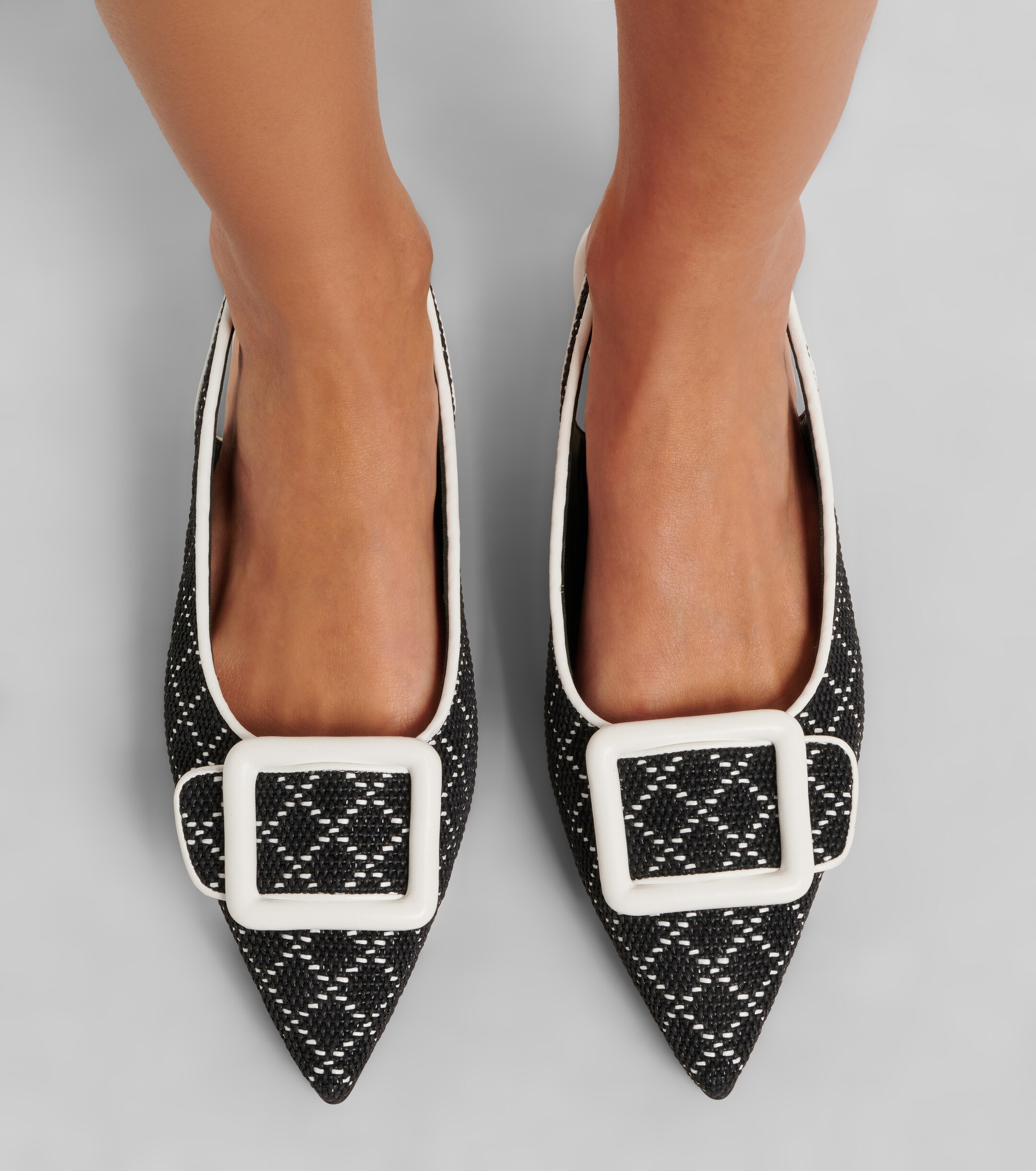 MANOLO BLAHNIK Manolo Blahnik Maylura raffia-effect slingback flats