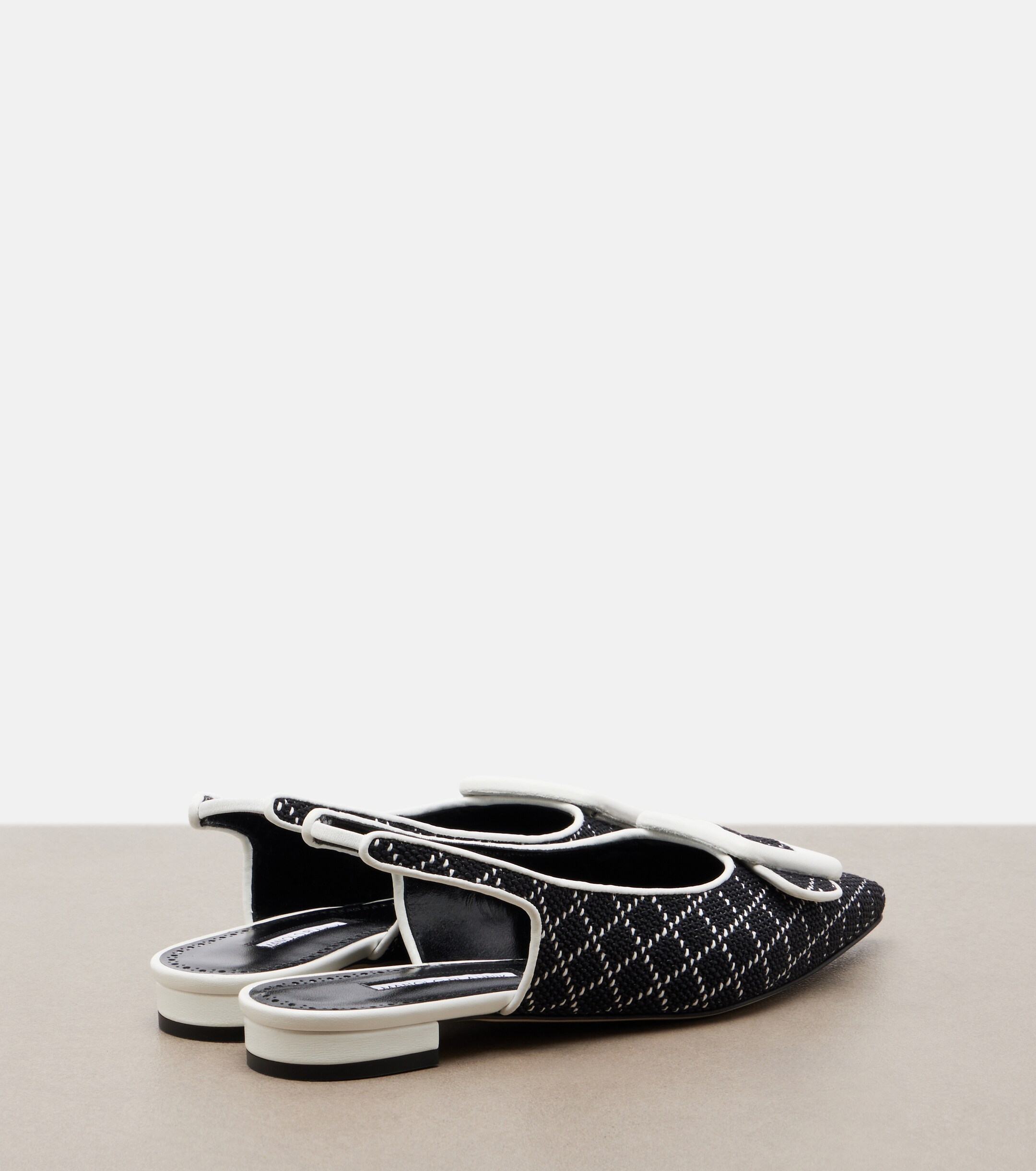 MANOLO BLAHNIK Manolo Blahnik Maylura raffia-effect slingback flats