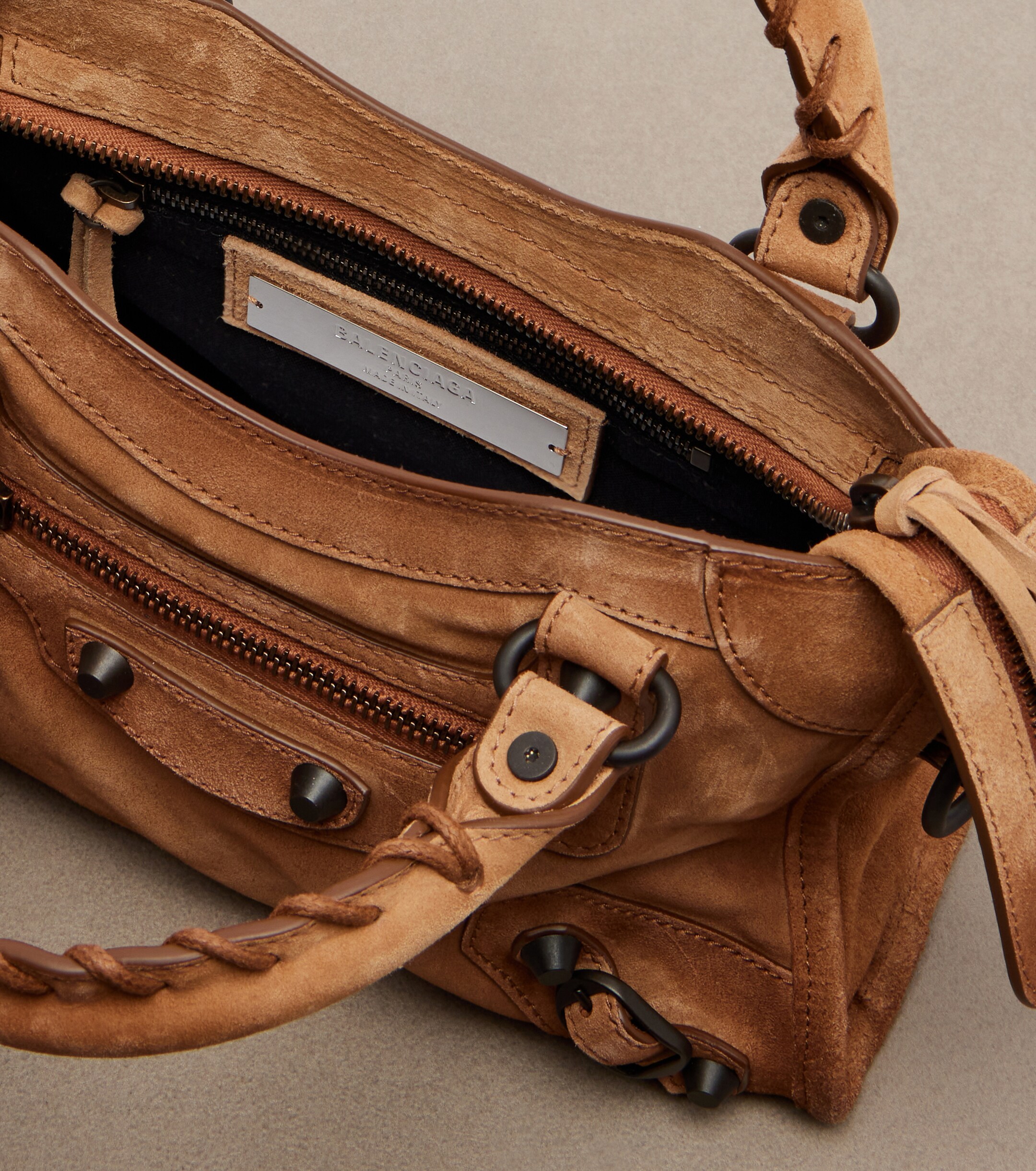 Balenciaga Le City Mini suede top-handle bag