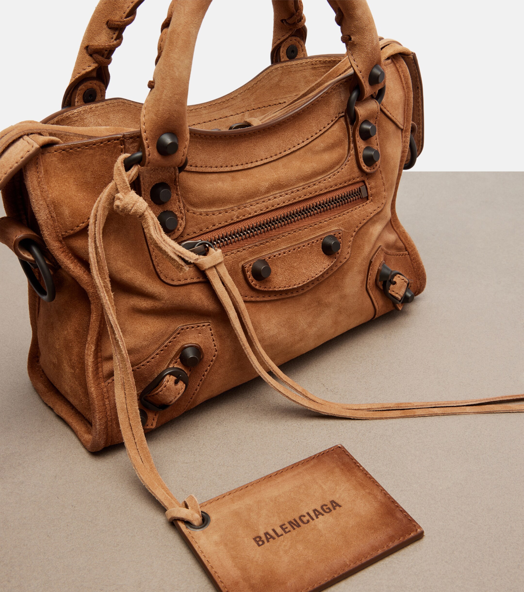 Balenciaga Le City Mini suede top-handle bag