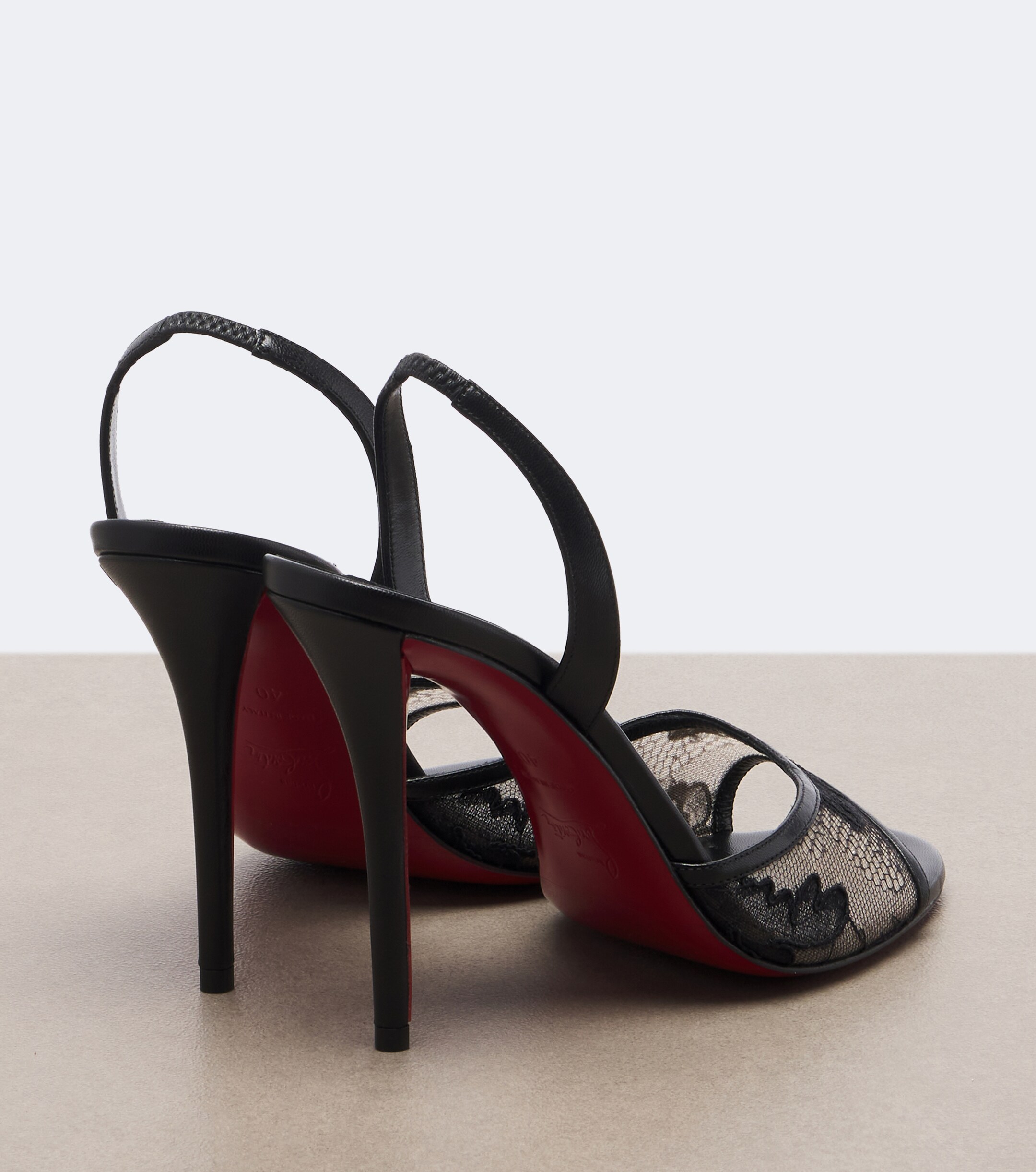 CHRISTIAN LOUBOUTIN Christian Louboutin Miss Z lace-trimmed leather slingback sandals