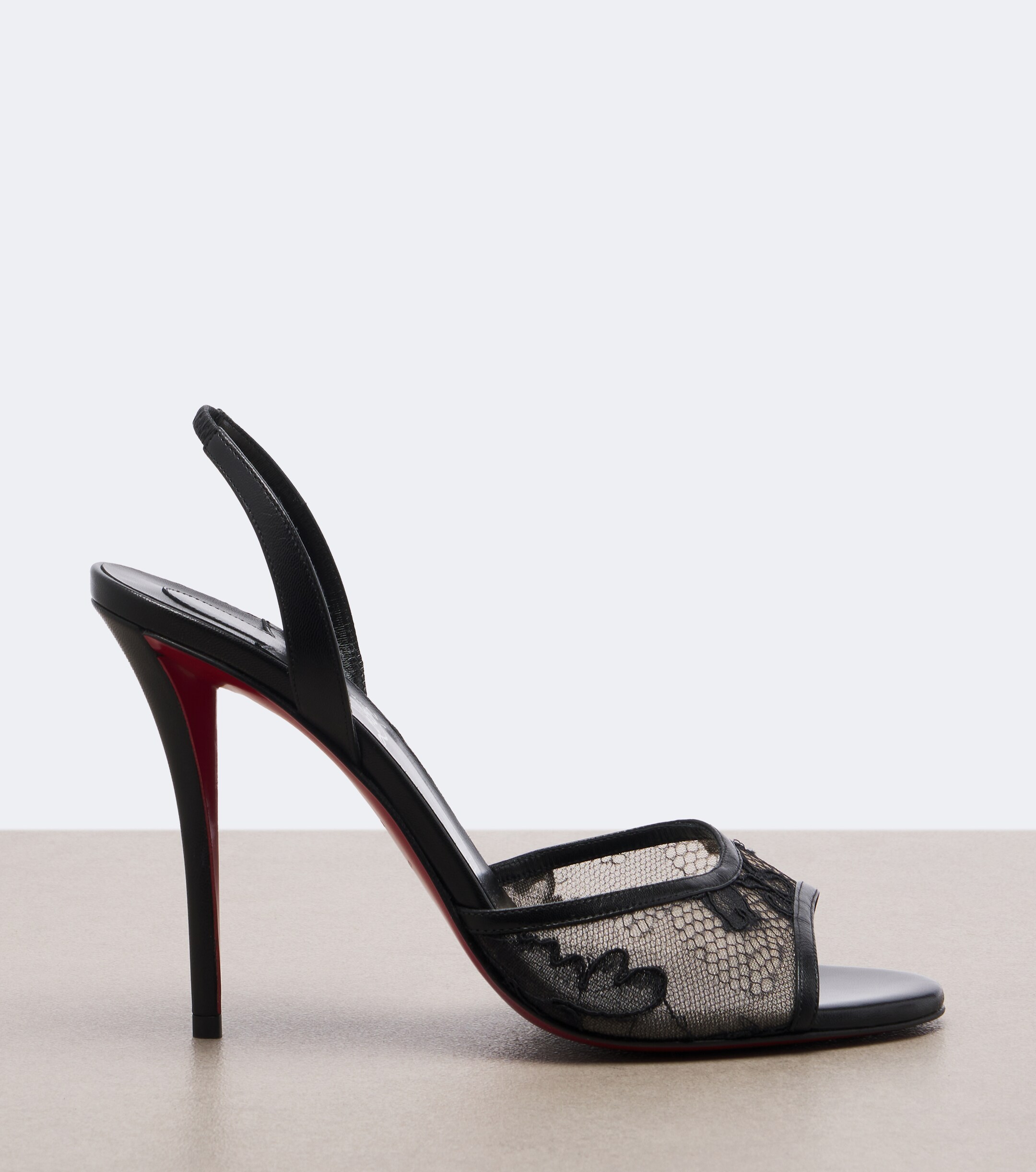 CHRISTIAN LOUBOUTIN Christian Louboutin Miss Z lace-trimmed leather slingback sandals