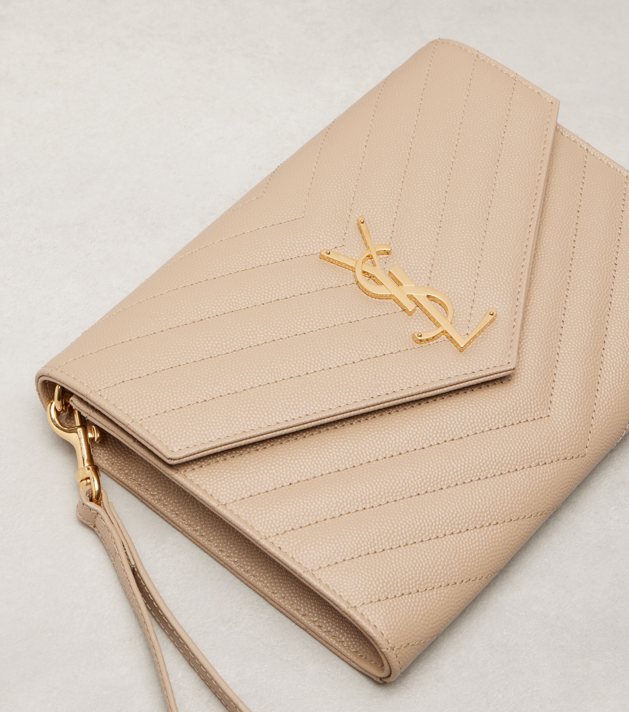 Saint Laurent Cassandre Small matelassé leather clutch