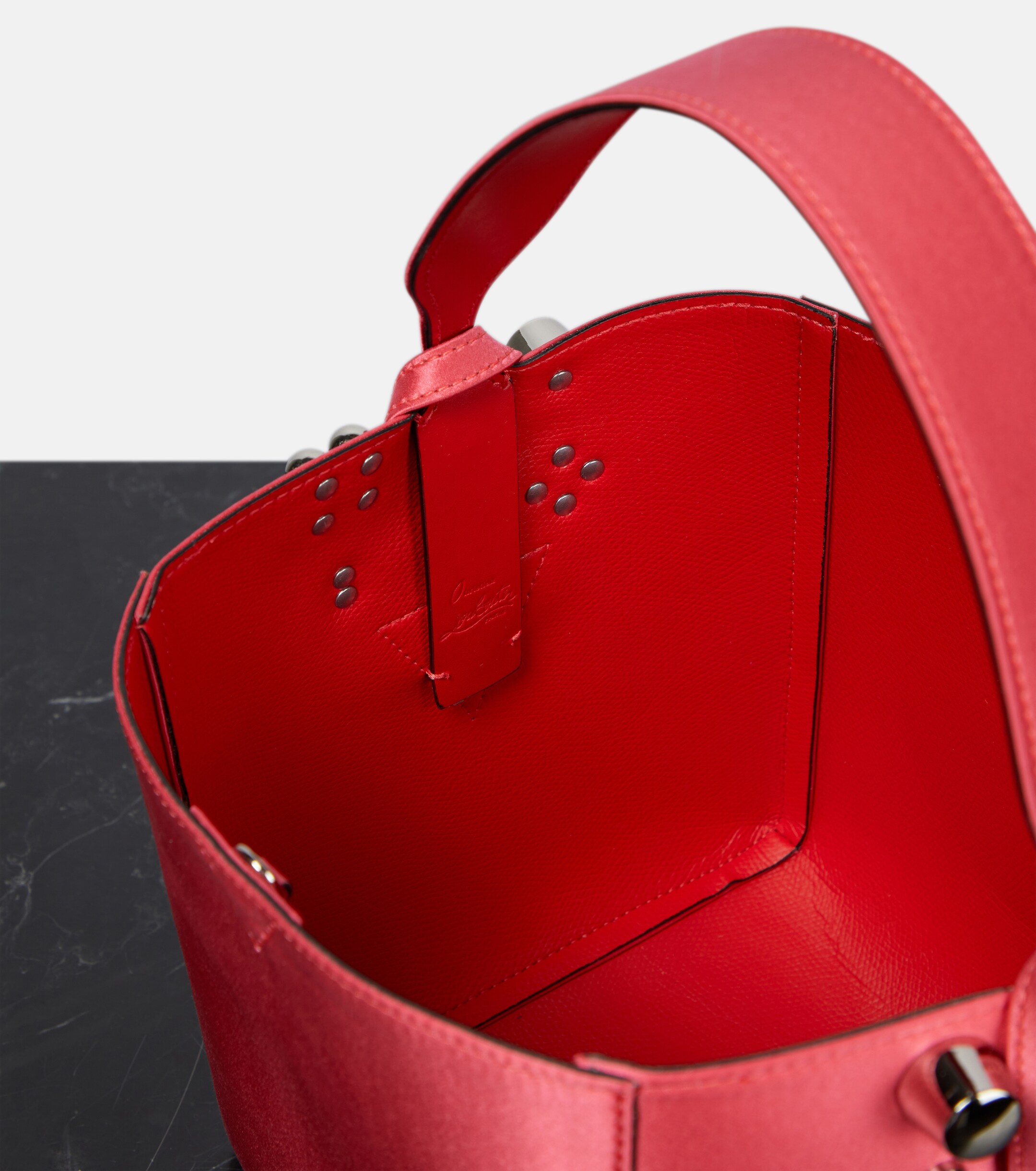 CHRISTIAN LOUBOUTIN Cabachic Mini satin bucket bag