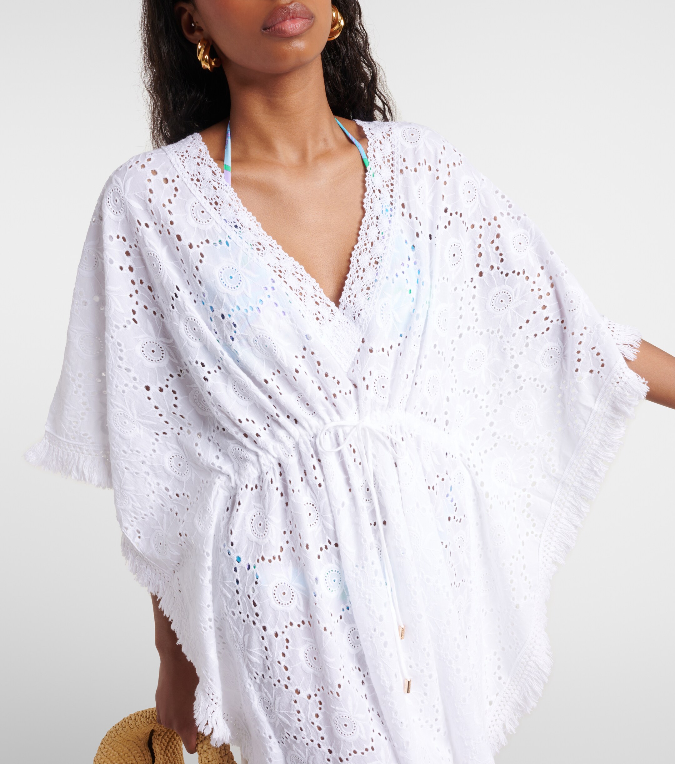 Melissa Odabash Ivy broderie anglaise cotton kaftan thumbnail