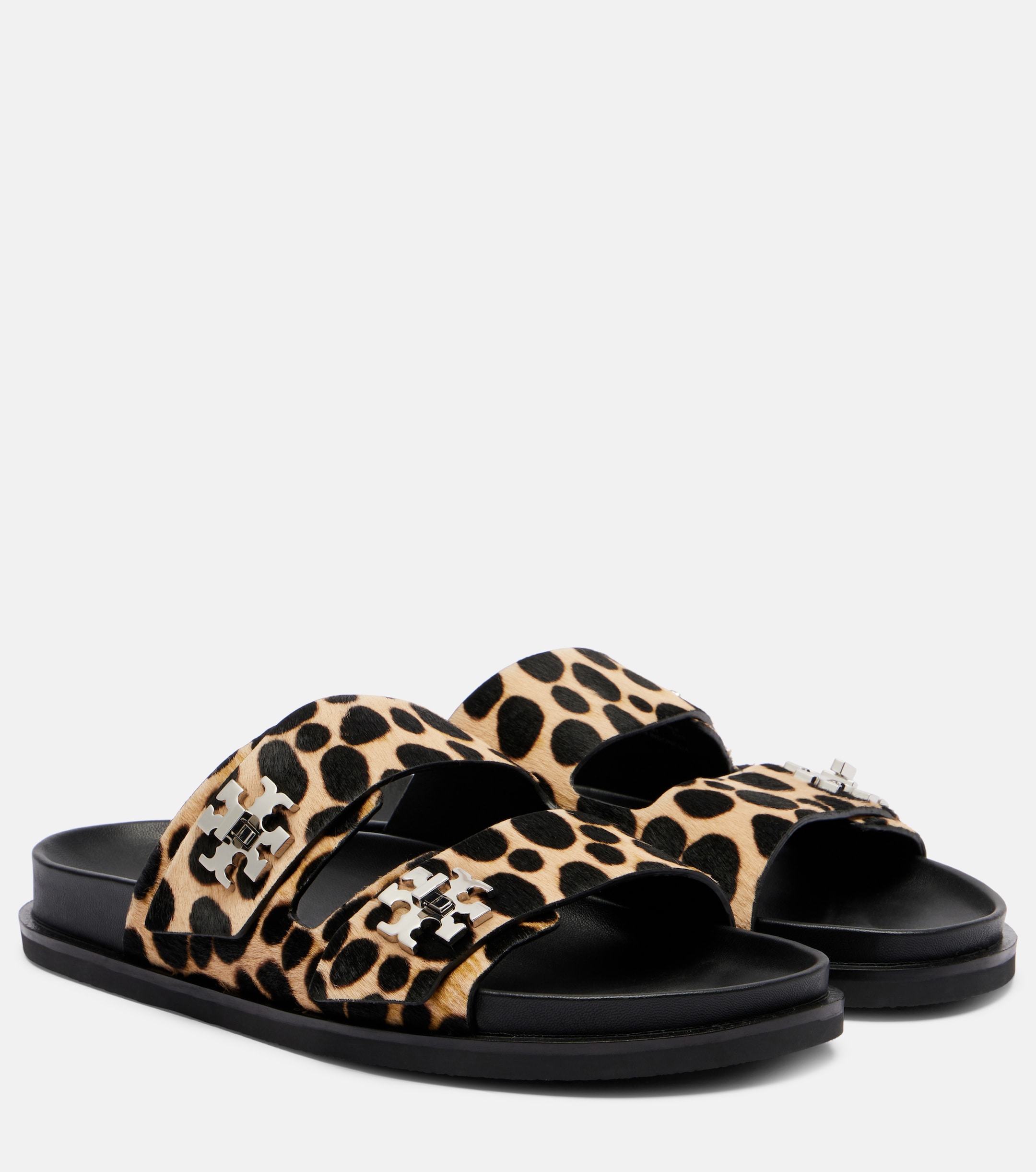 Tory Burch Turnlock leopard-print calf hair slides