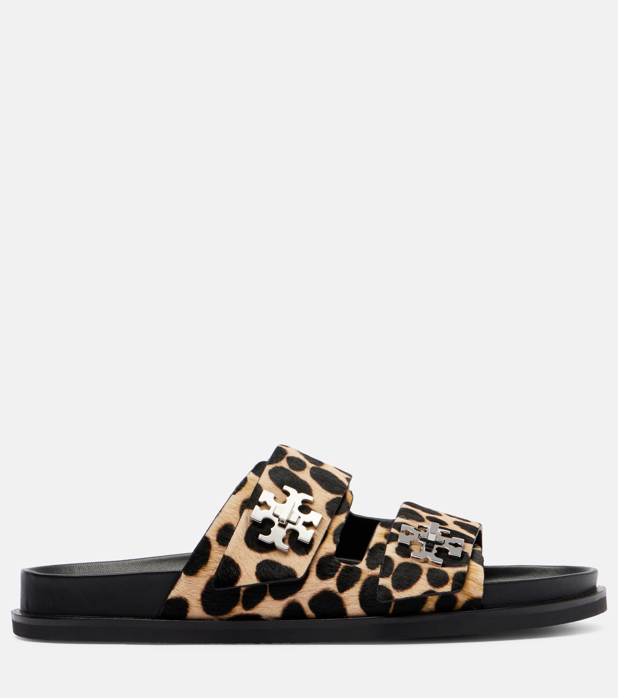 Tory Burch Turnlock leopard-print calf hair slides