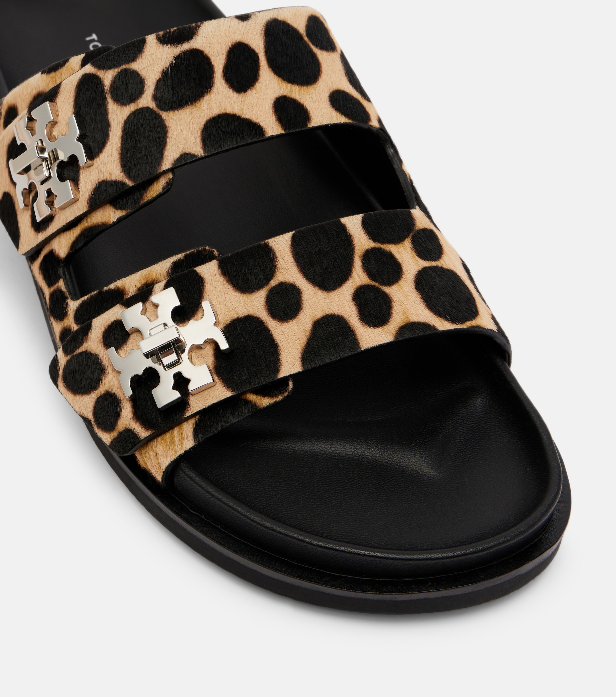 Tory Burch Turnlock leopard-print calf hair slides