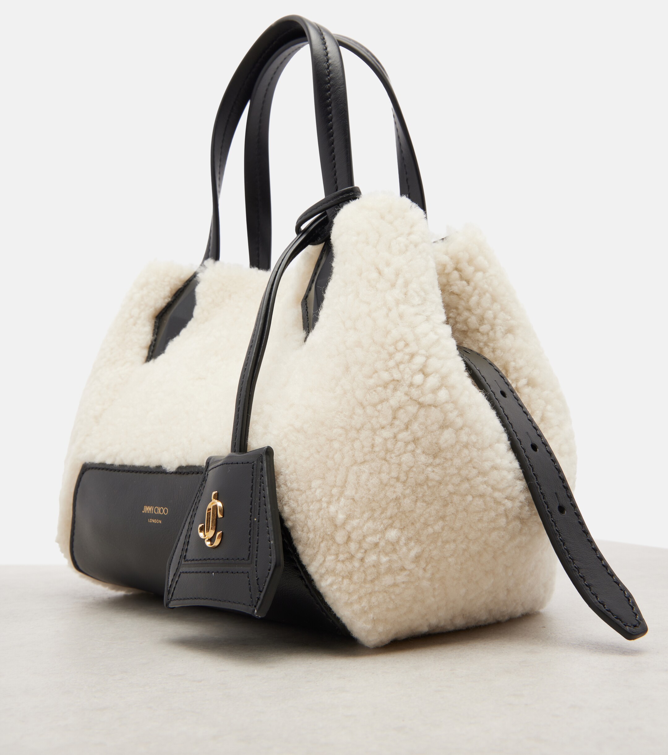 JIMMY CHOO Diamond Small shearling tote bag
