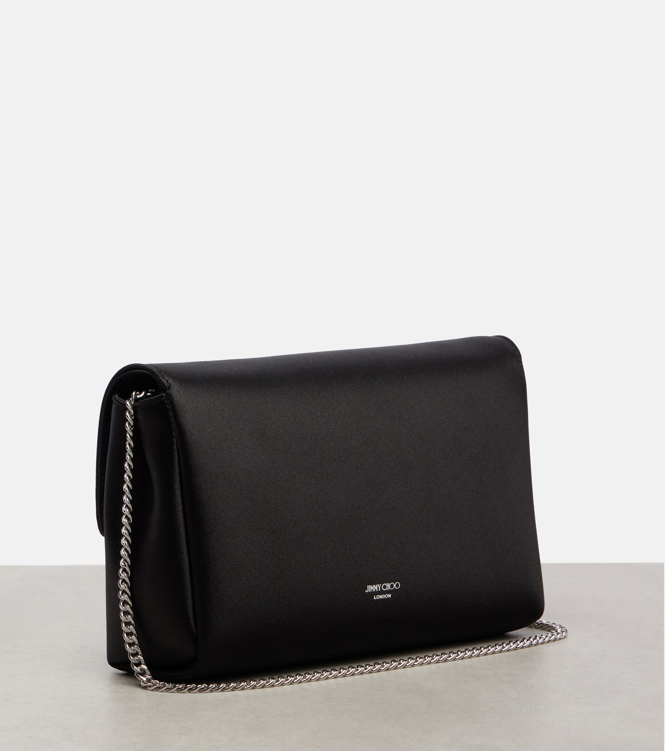 JIMMY CHOO Soft Bow Mini embellished satin clutch
