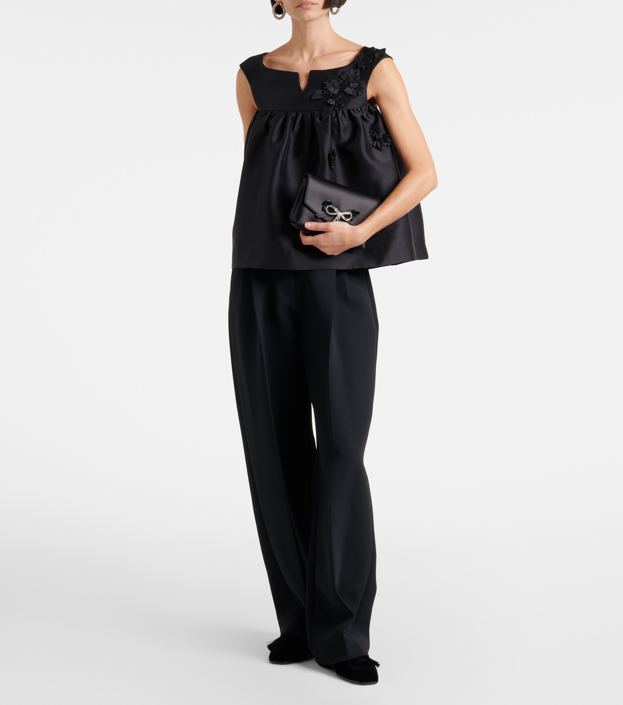 JIMMY CHOO Soft Bow Mini embellished satin clutch