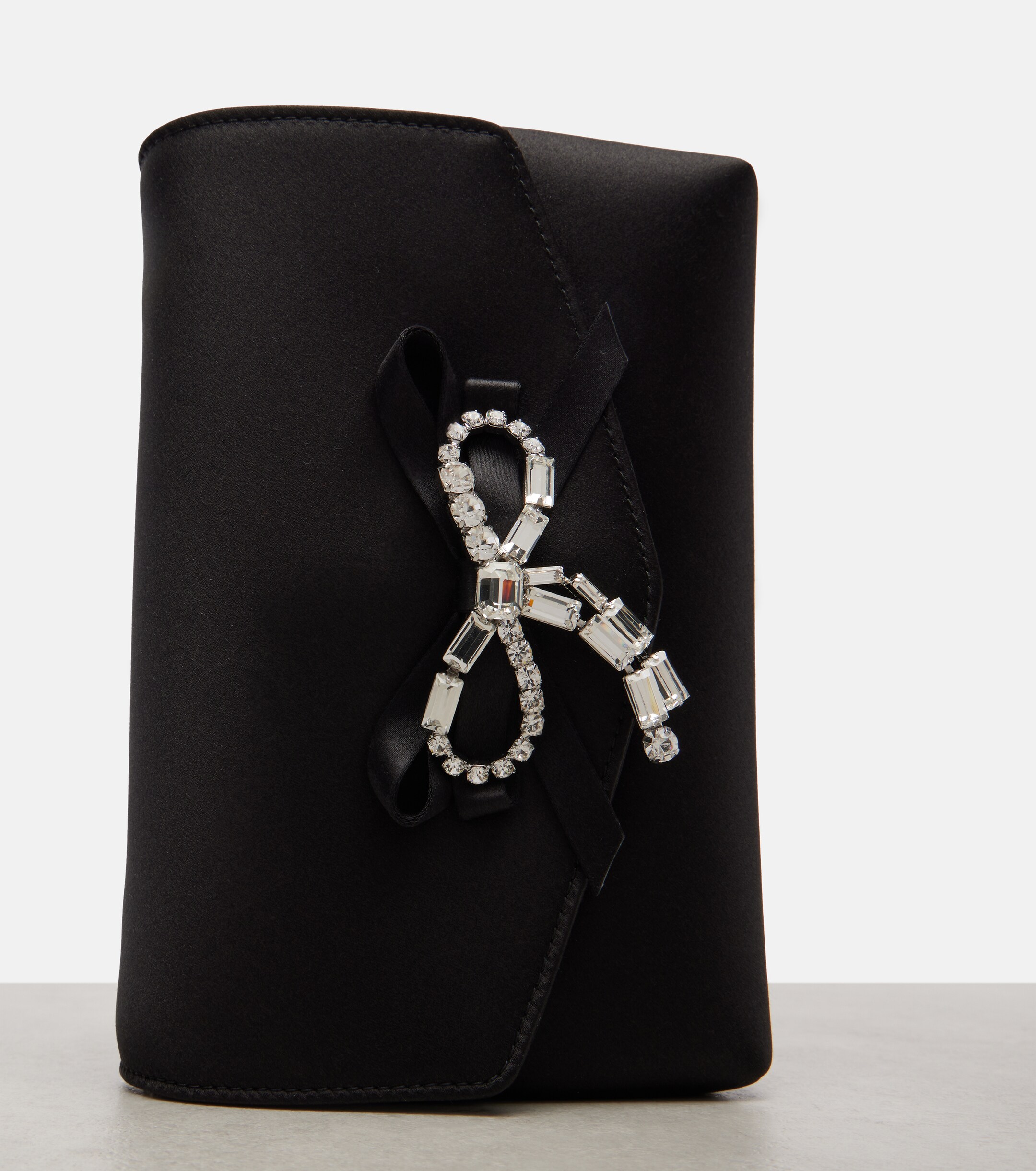 JIMMY CHOO Soft Bow Mini embellished satin clutch