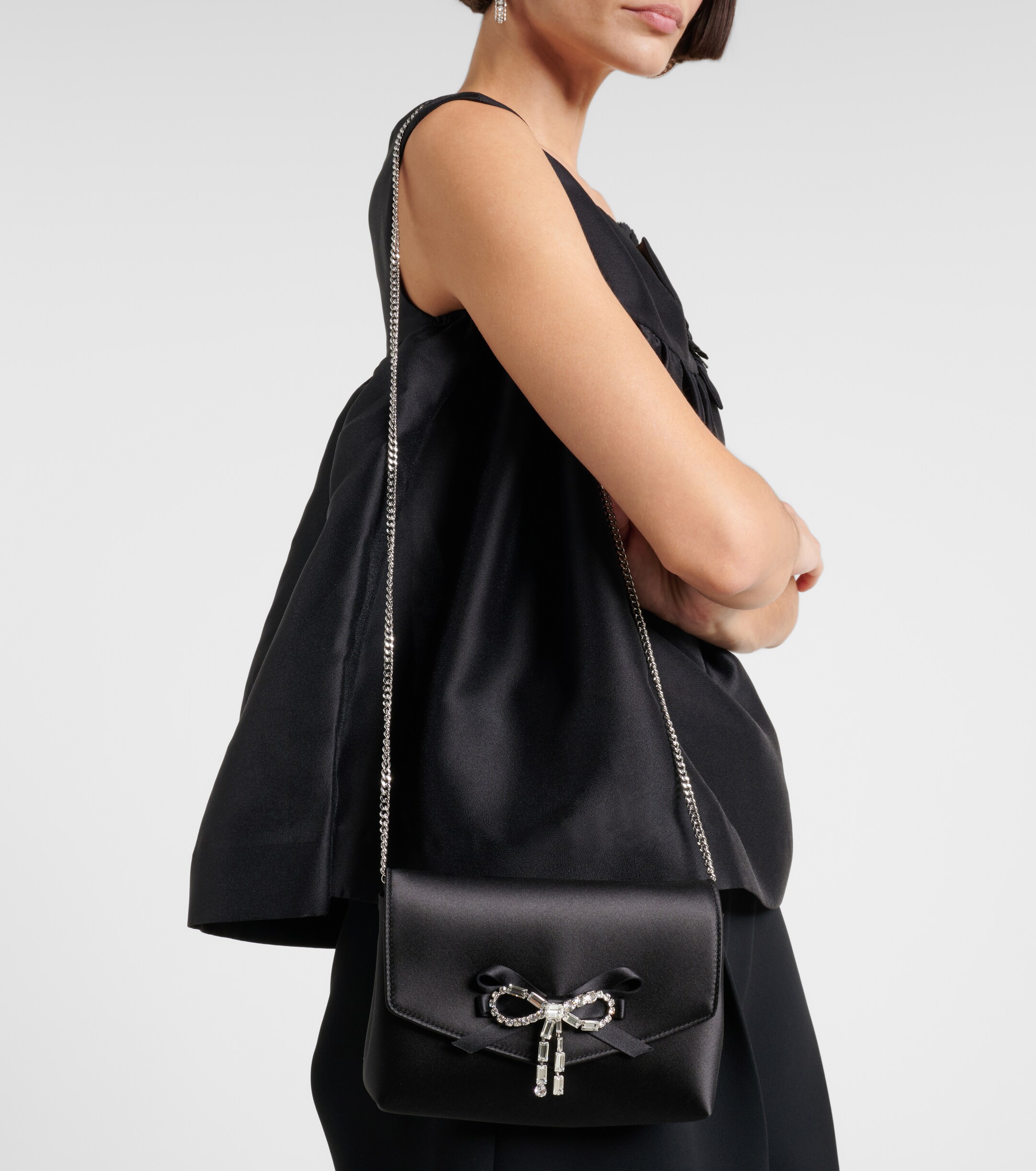 JIMMY CHOO Soft Bow Mini embellished satin clutch