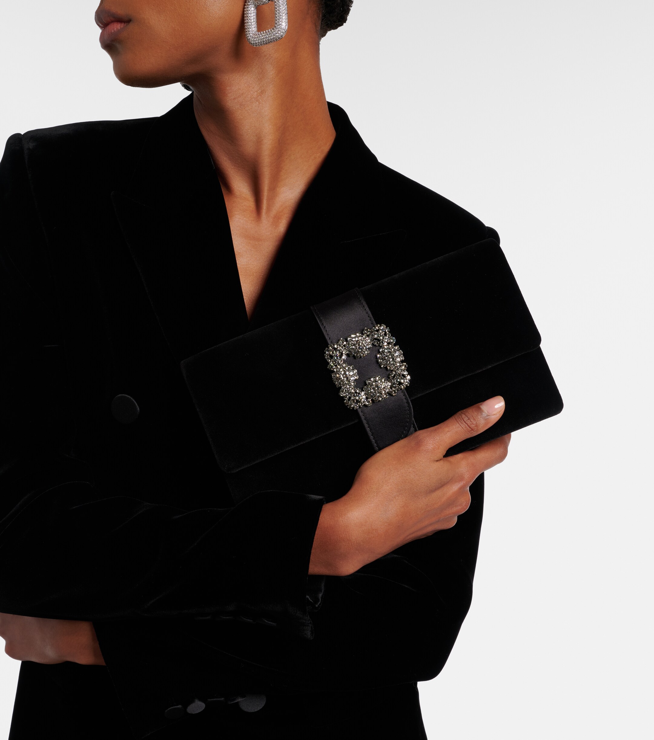 MANOLO BLAHNIK Capri embellished velvet clutch