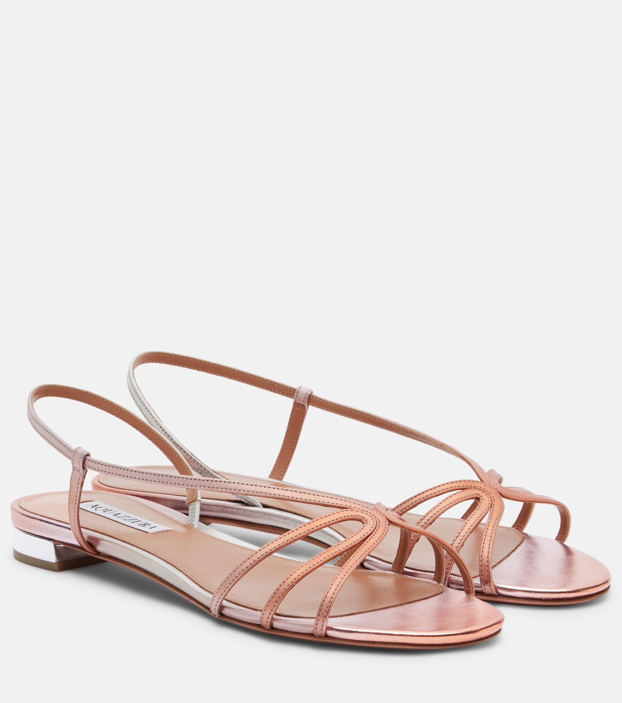 AQUAZZURA - Talk To Me metallic leather sandals | Plush