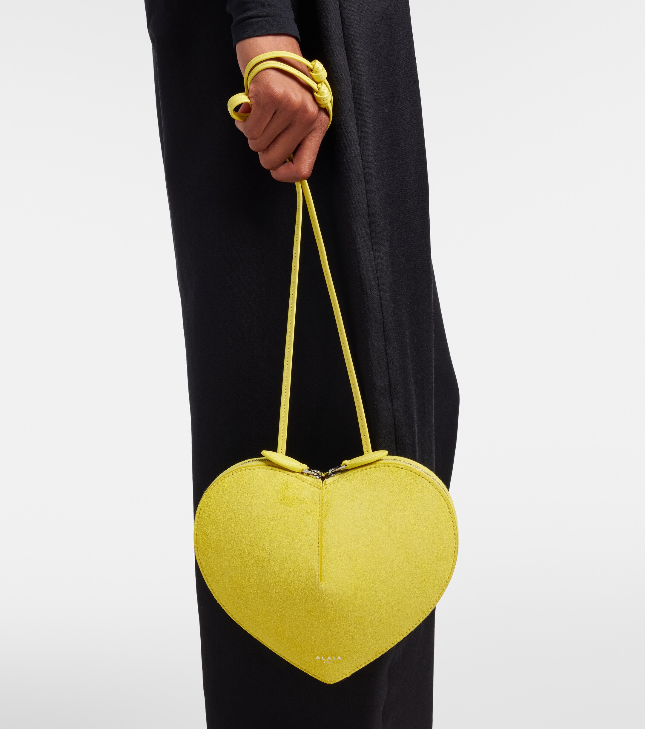 Alaïa Le Cœur leather and suede crossbody bag