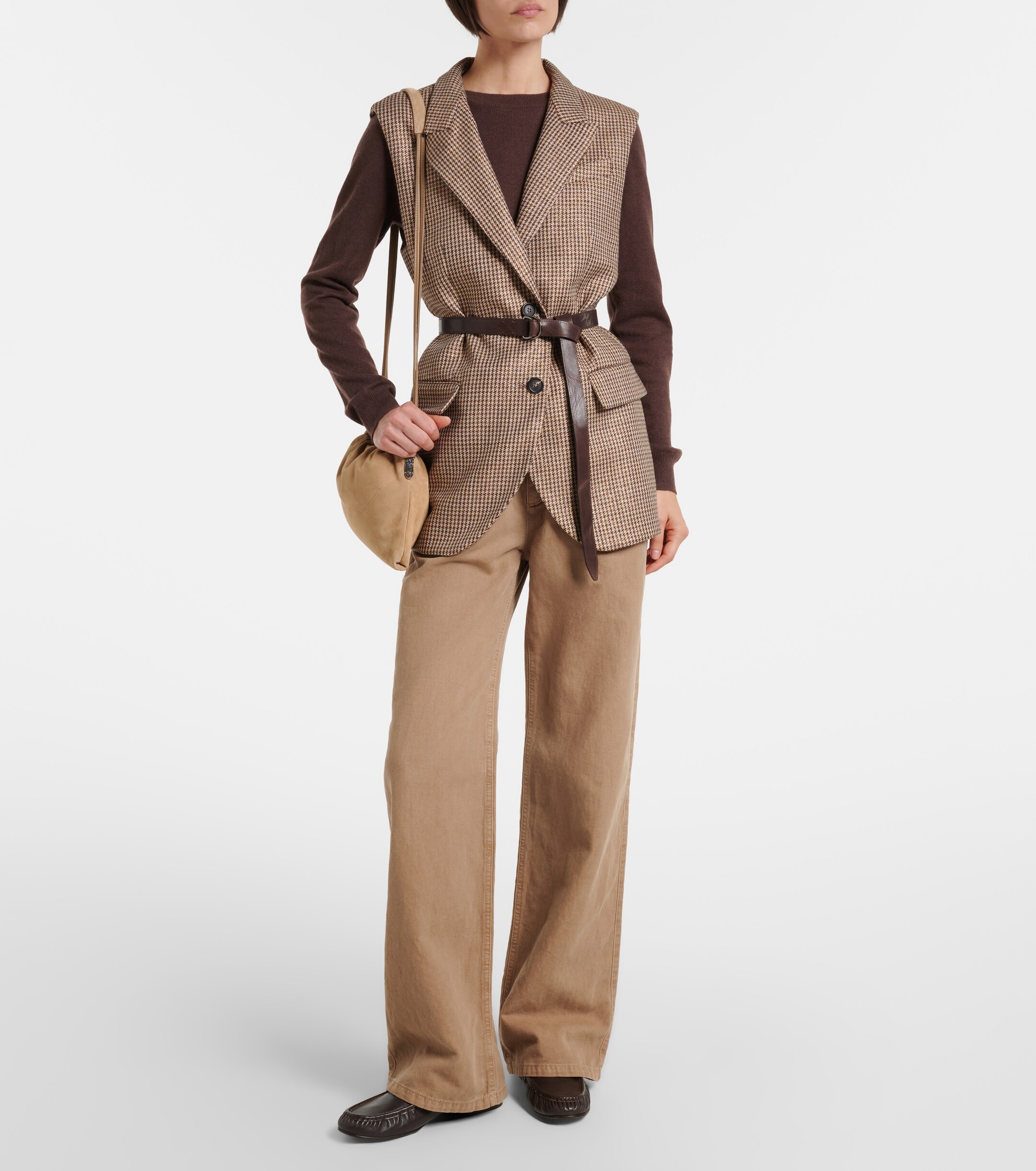 Brunello Cucinelli Mellow Small suede shoulder bag
