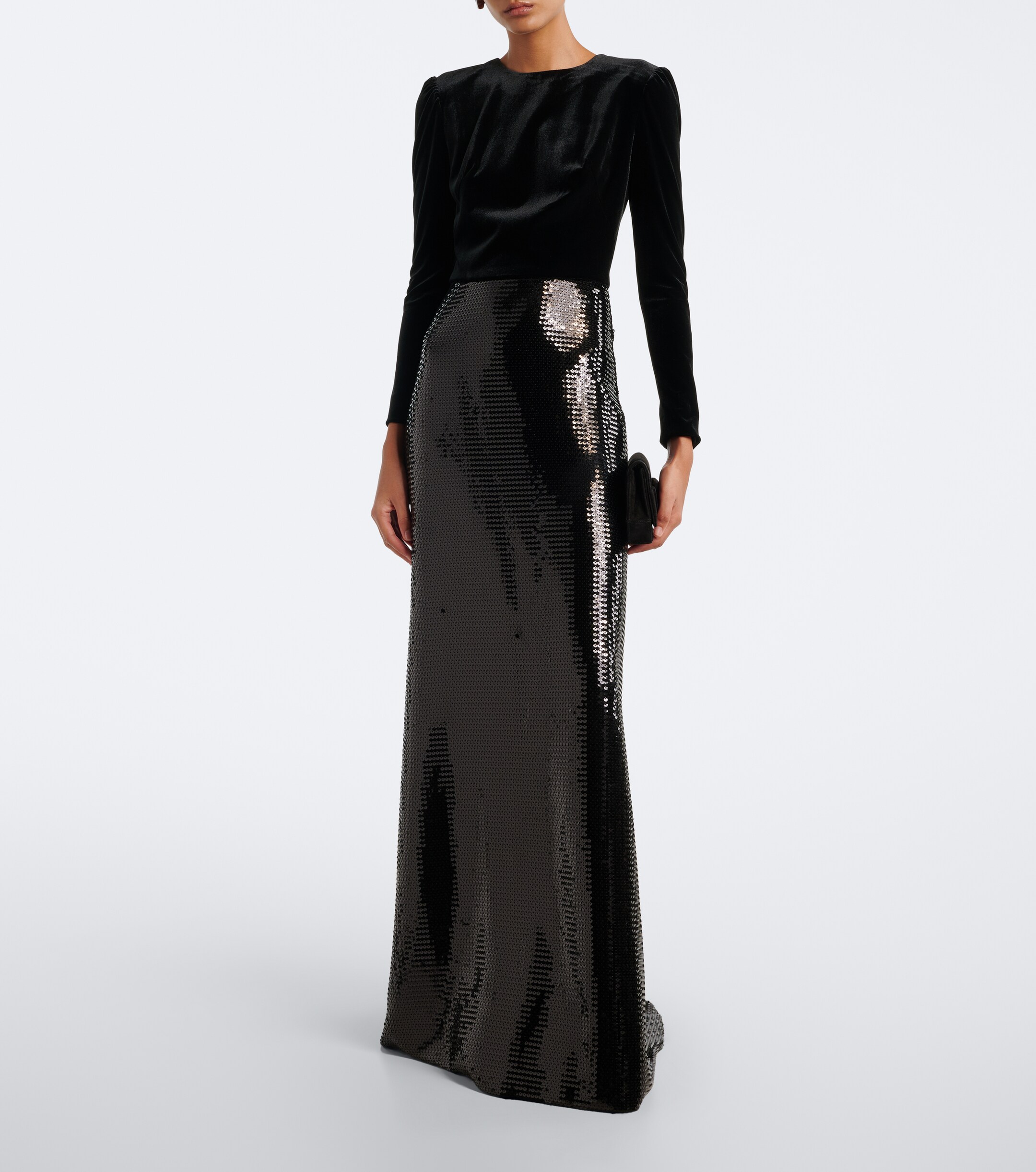 Monique Lhuillier Monique Lhuillier Sequined velvet-paneled gown