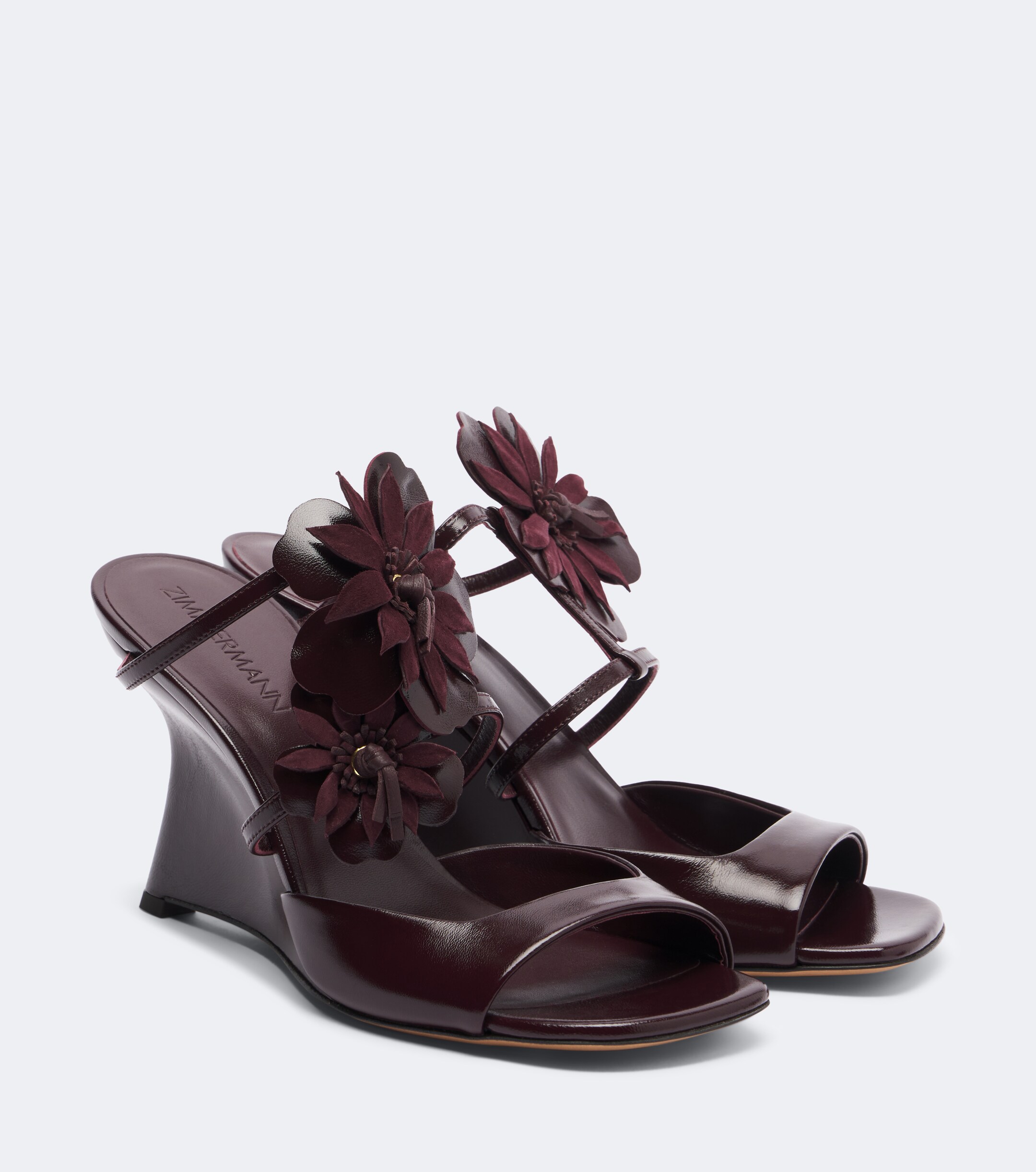 Zimmermann Zimmermann Belara floral-appliqué leather wedge mules