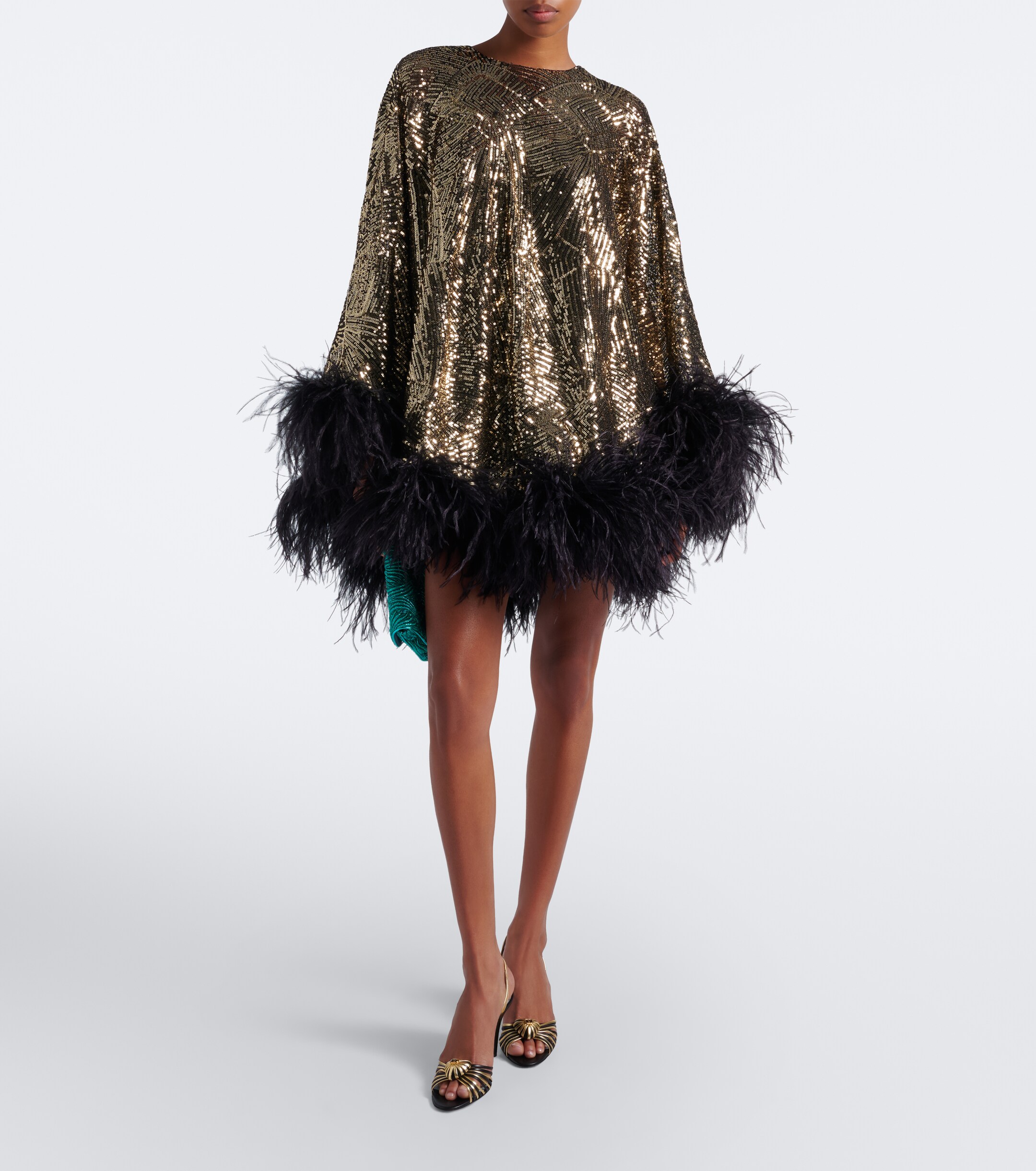 Taller Marmo Taller Marmo Vegas Disco feather-trimmed minidress