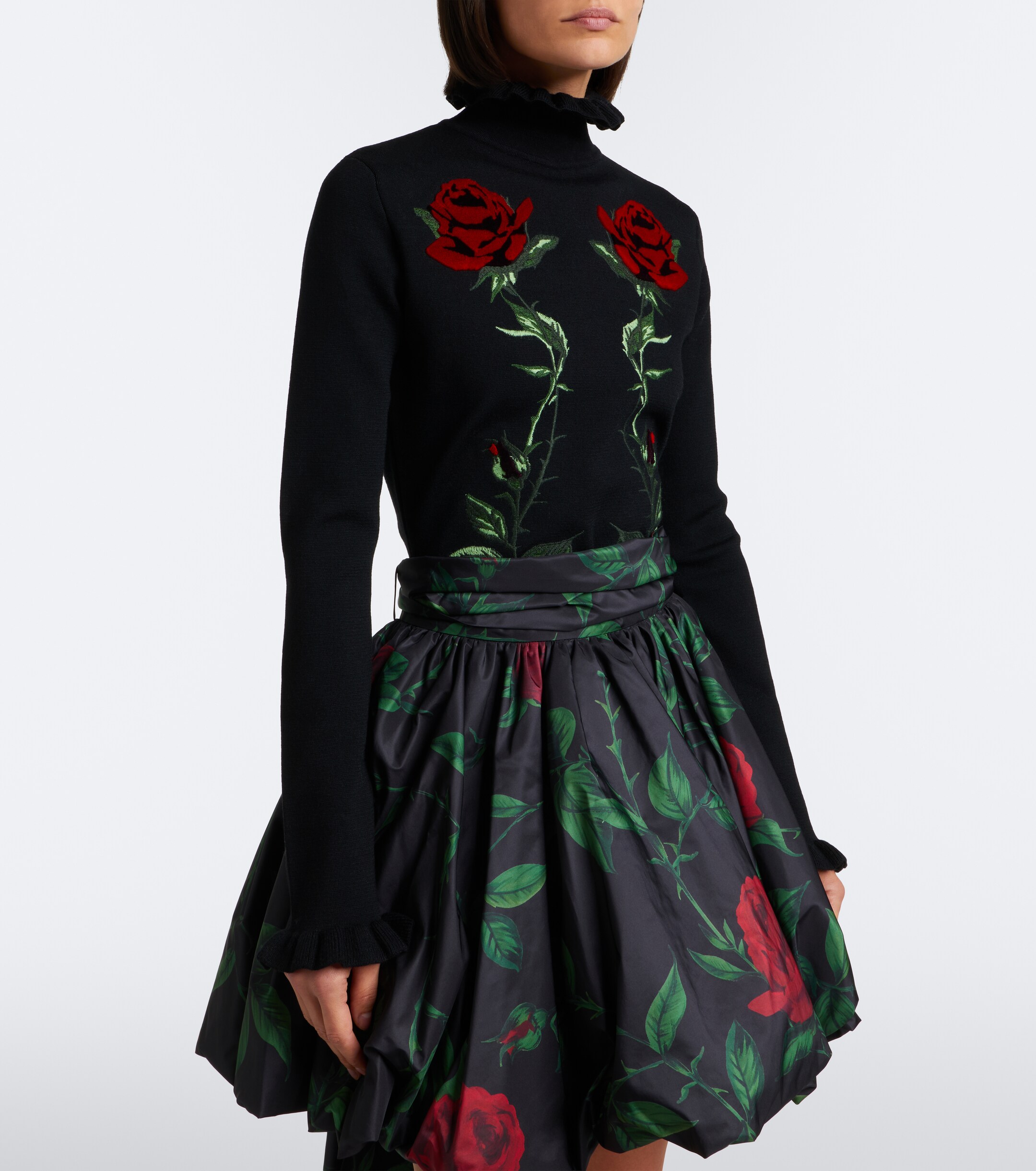 Blumarine Blumarine Embroidered ruffled virgin wool sweater