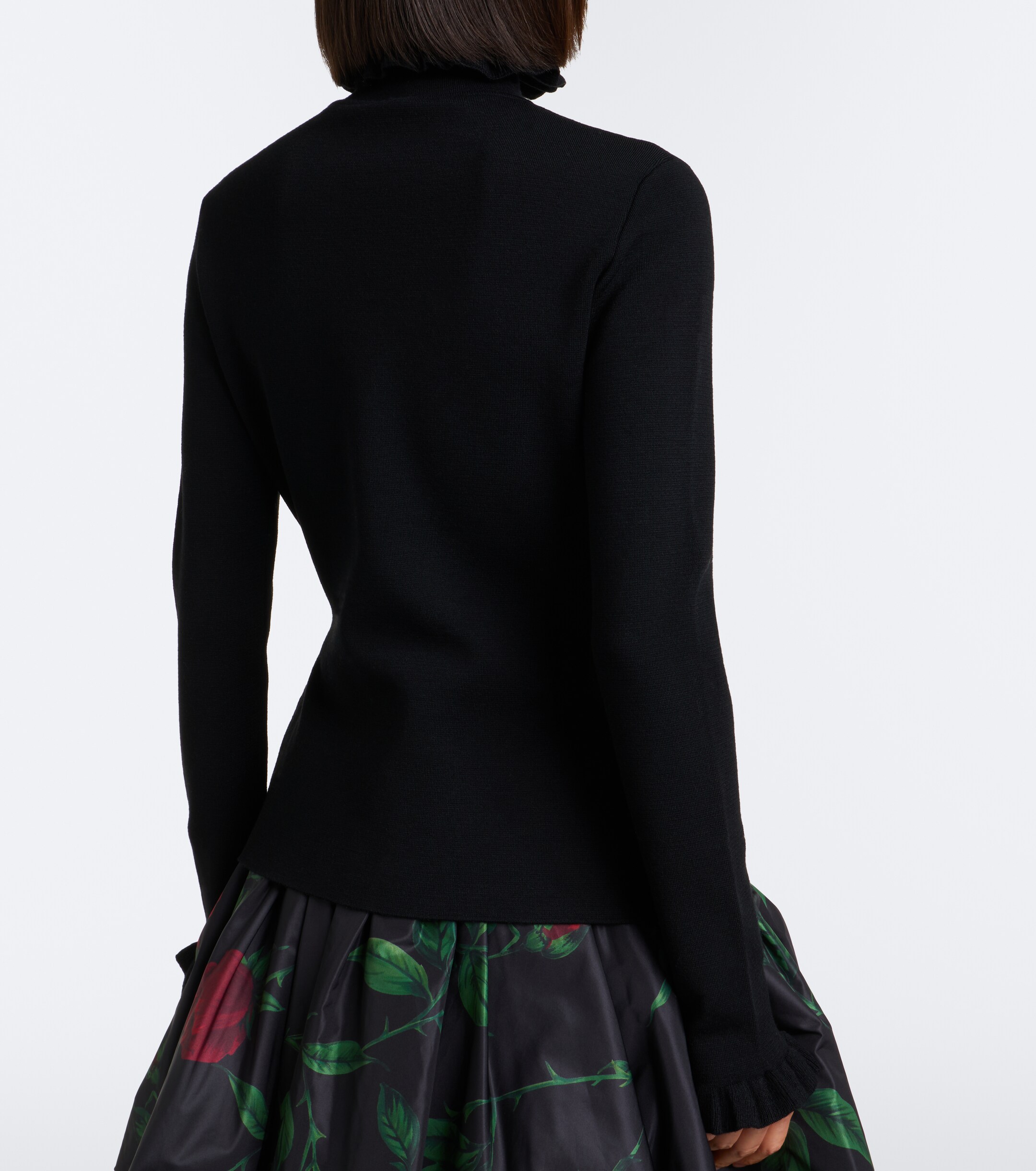 Blumarine Blumarine Embroidered ruffled virgin wool sweater