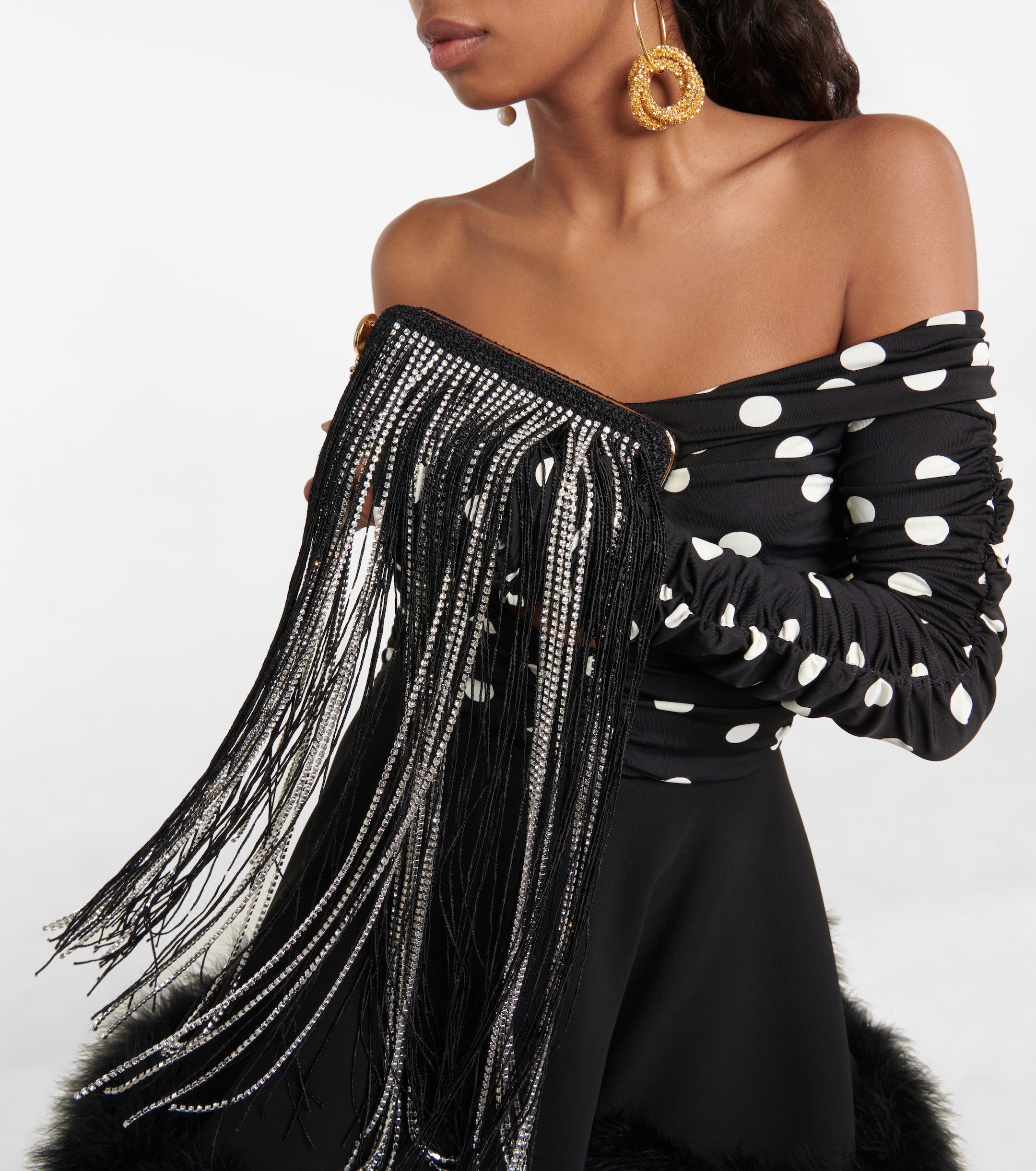 Magda Butrym Lelia Mini embellished fringed clutch