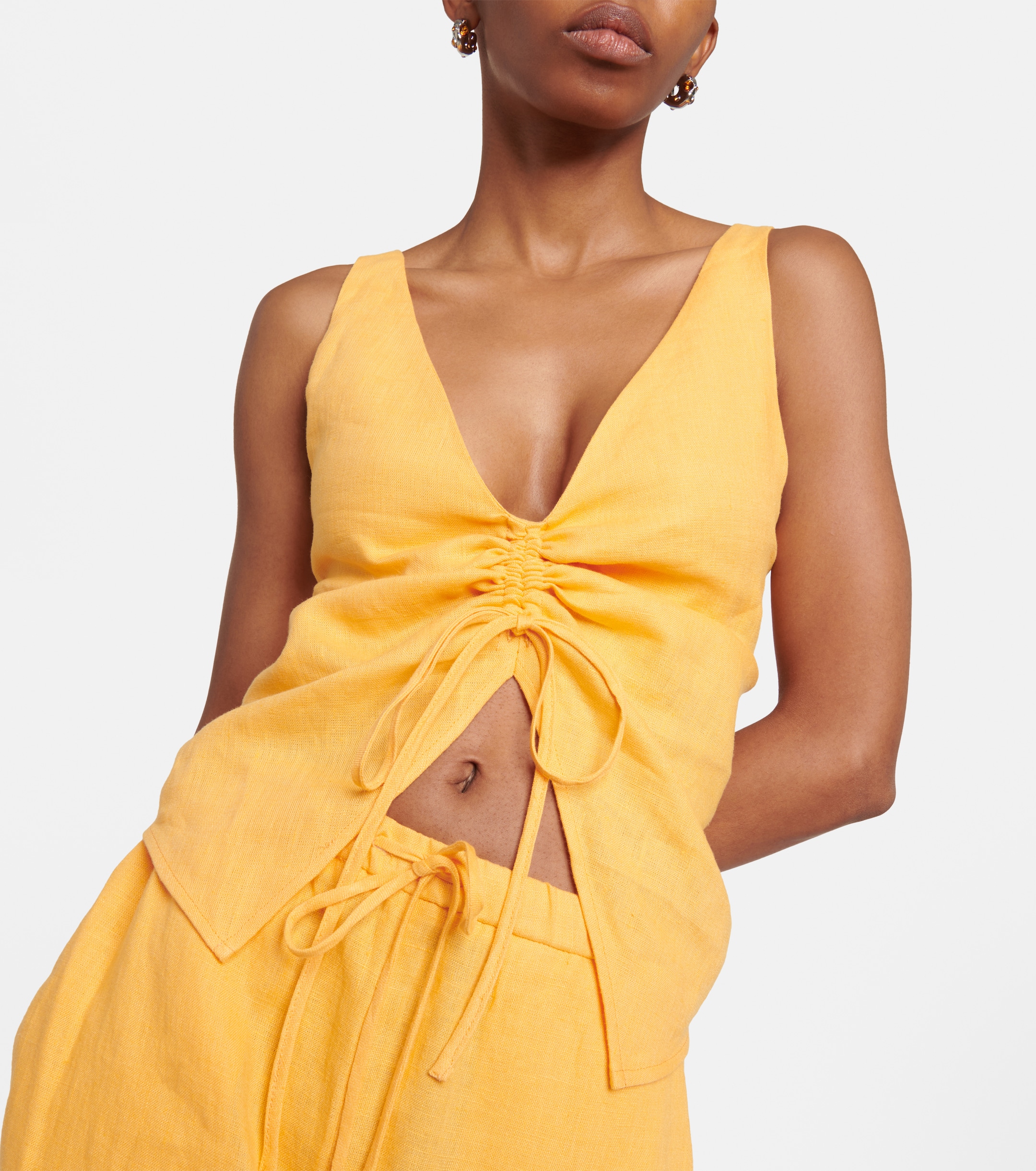 Nanushka Ruched linen top