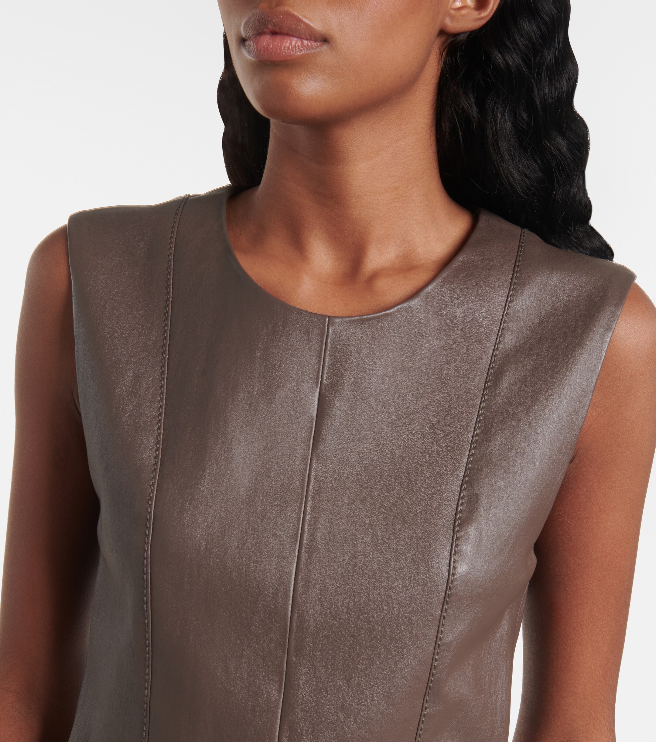 JOSEPH Leather midi dress