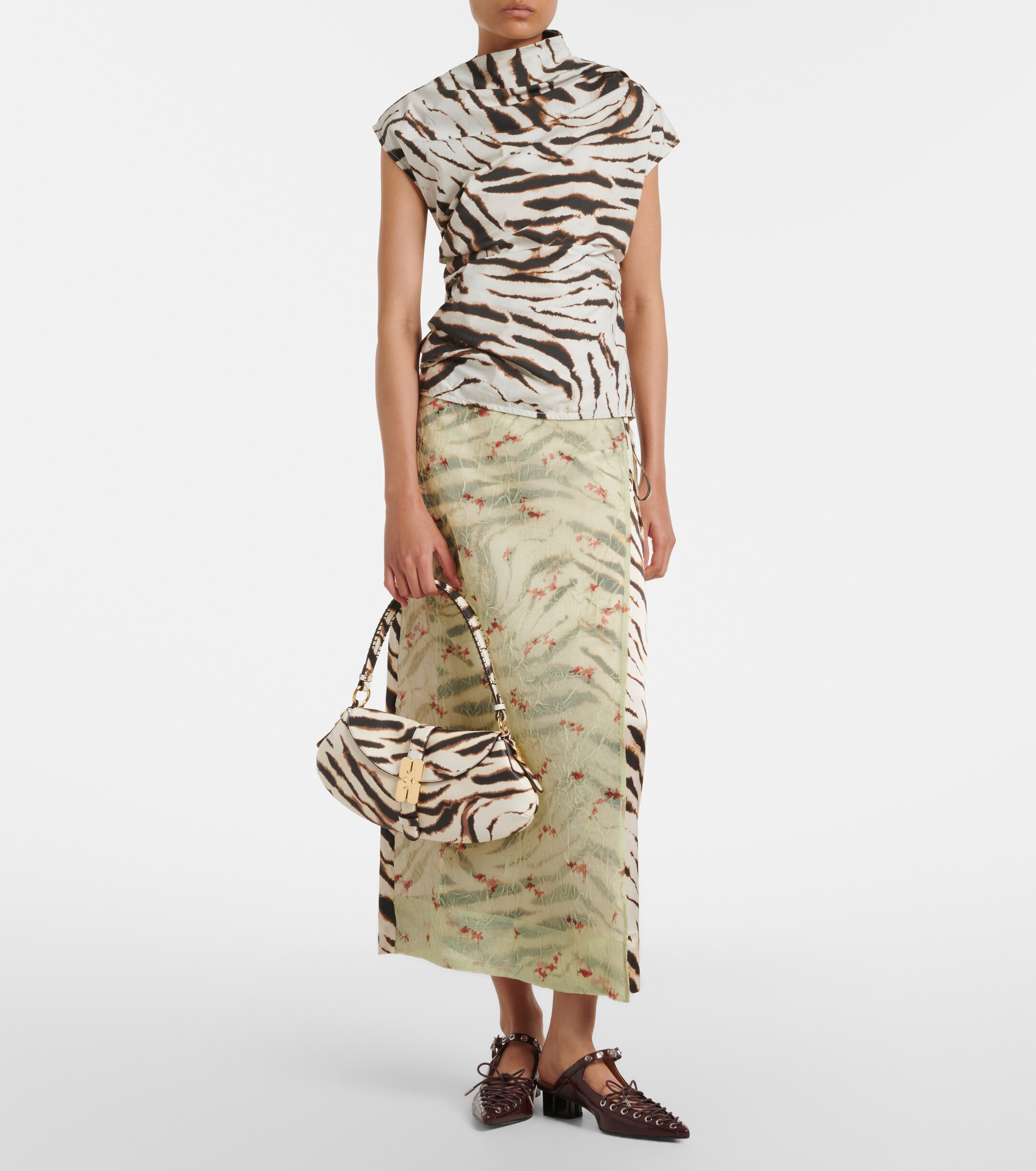 GANNI B-Kat Small zebra-print shoulder bag